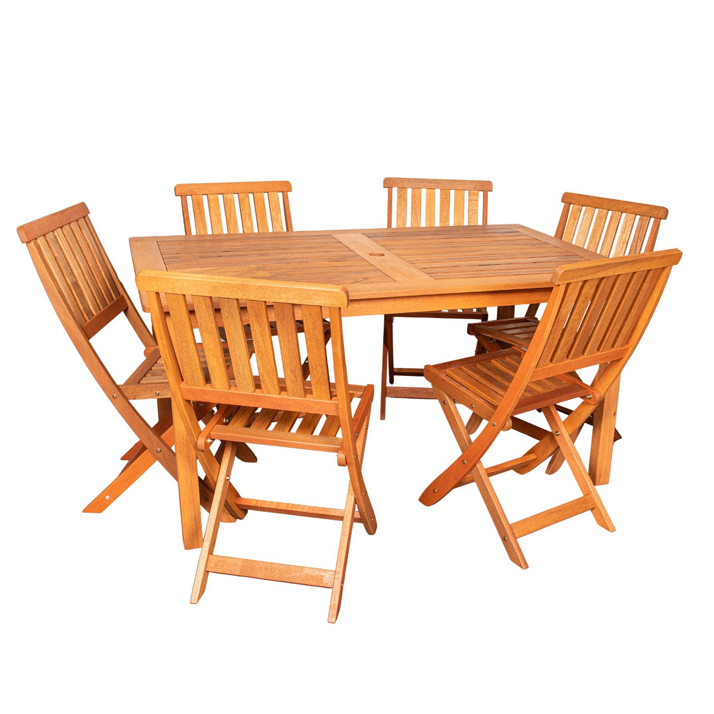 Outdoor 6 Person Rectangular Wooden Garden Patio Dining Table Chairs Set