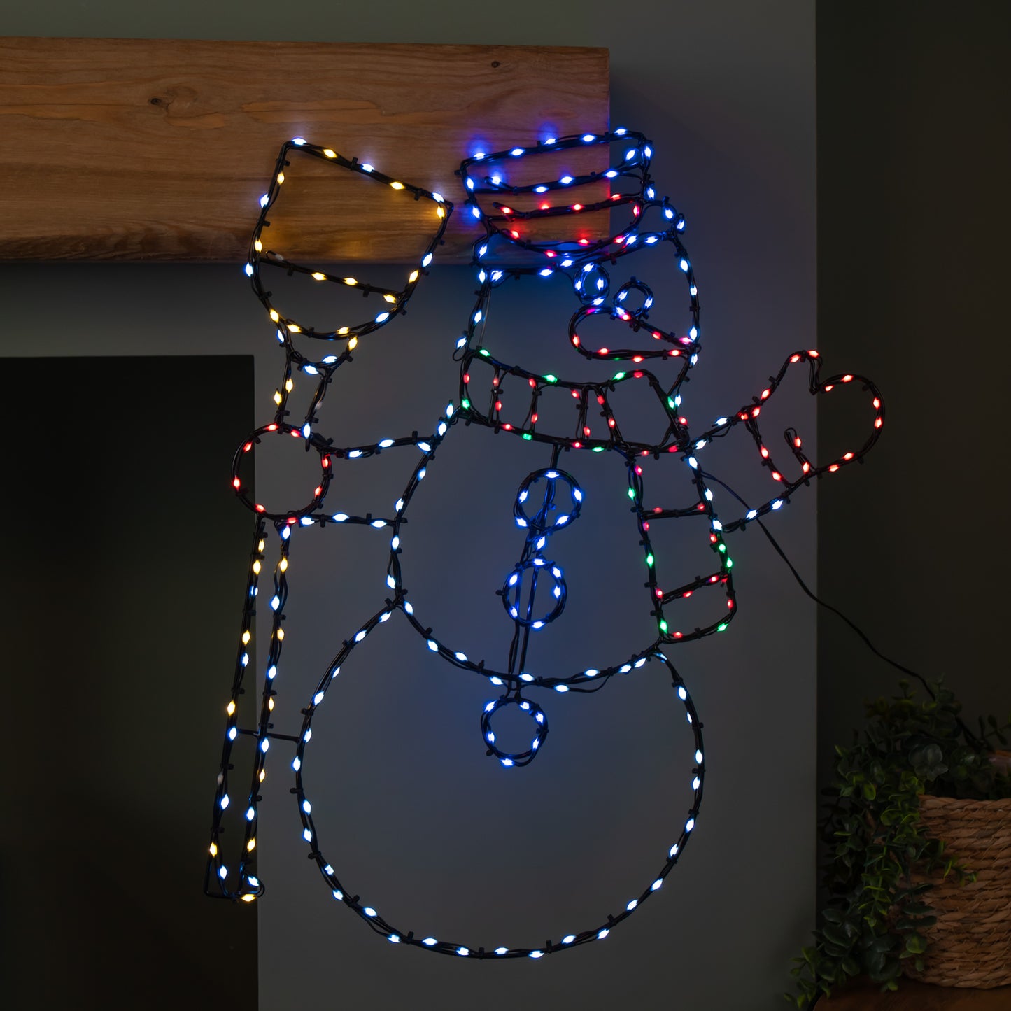 59cm x 45cm Light up FlexiBrights Christmas Snowman Silhouette with 238 Multi-Coloured LEDs