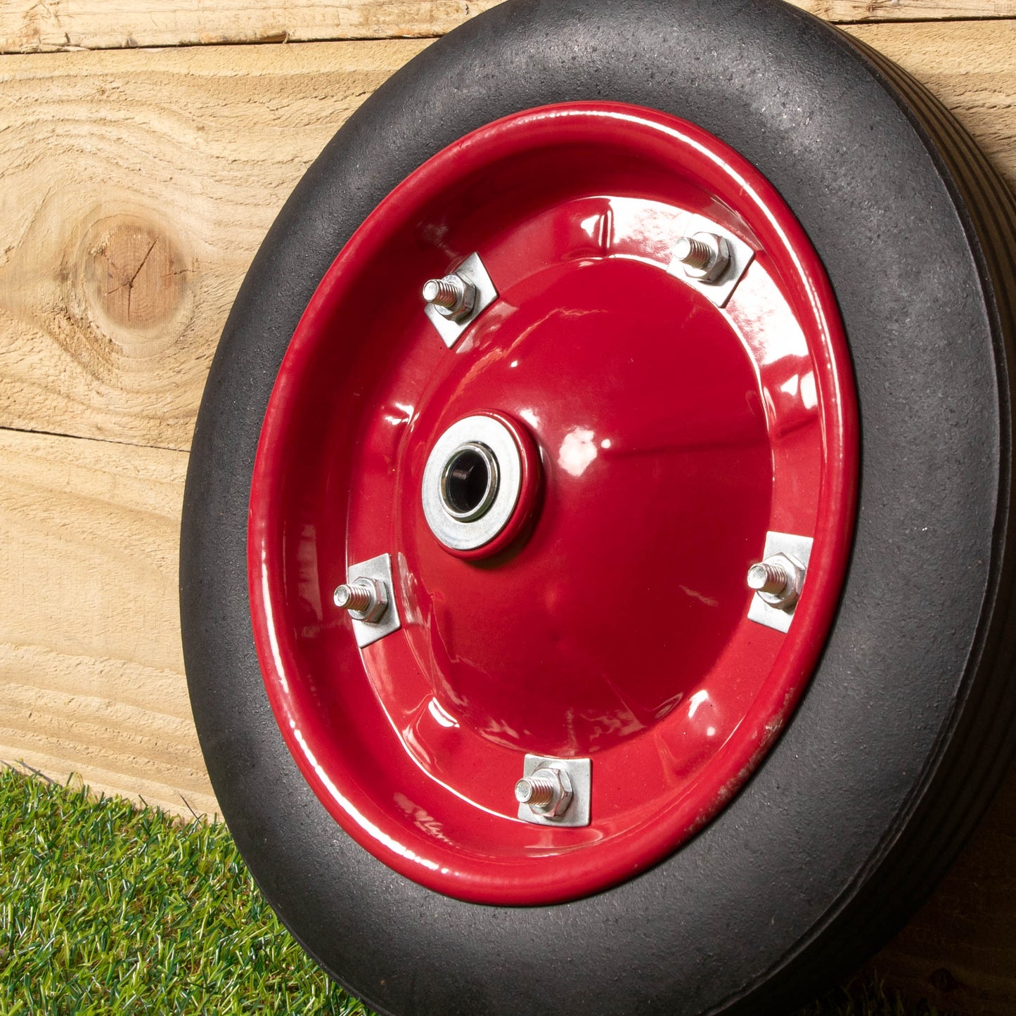 Replacement 13" x 3" Puncture Proof / Solid Wheelbarrow Wheel With Axle