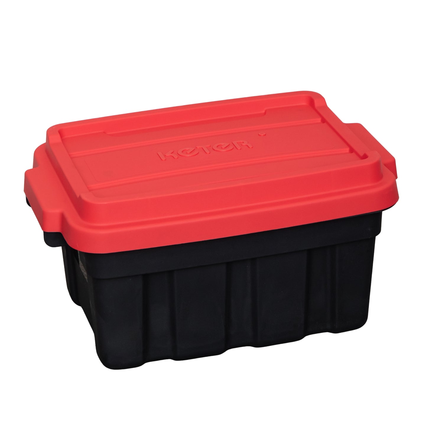 11L Black and Red Small Tuff Stackable Storage Box with Lid and Carry Handles