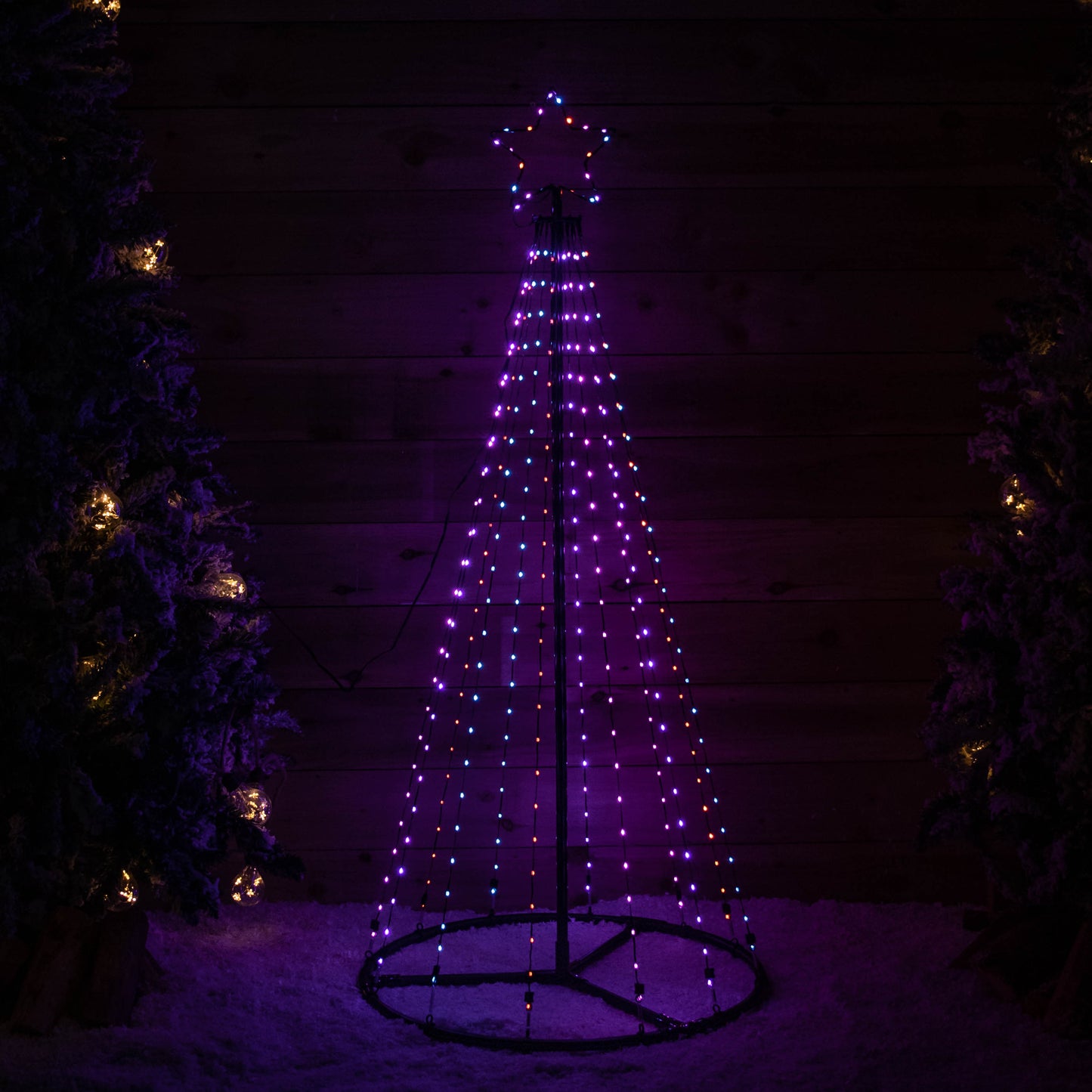 Factory Seconds: 1.4m Light up Christmas Pyramid Cone Tree with 308 Multi-Action Rainbow LEDs