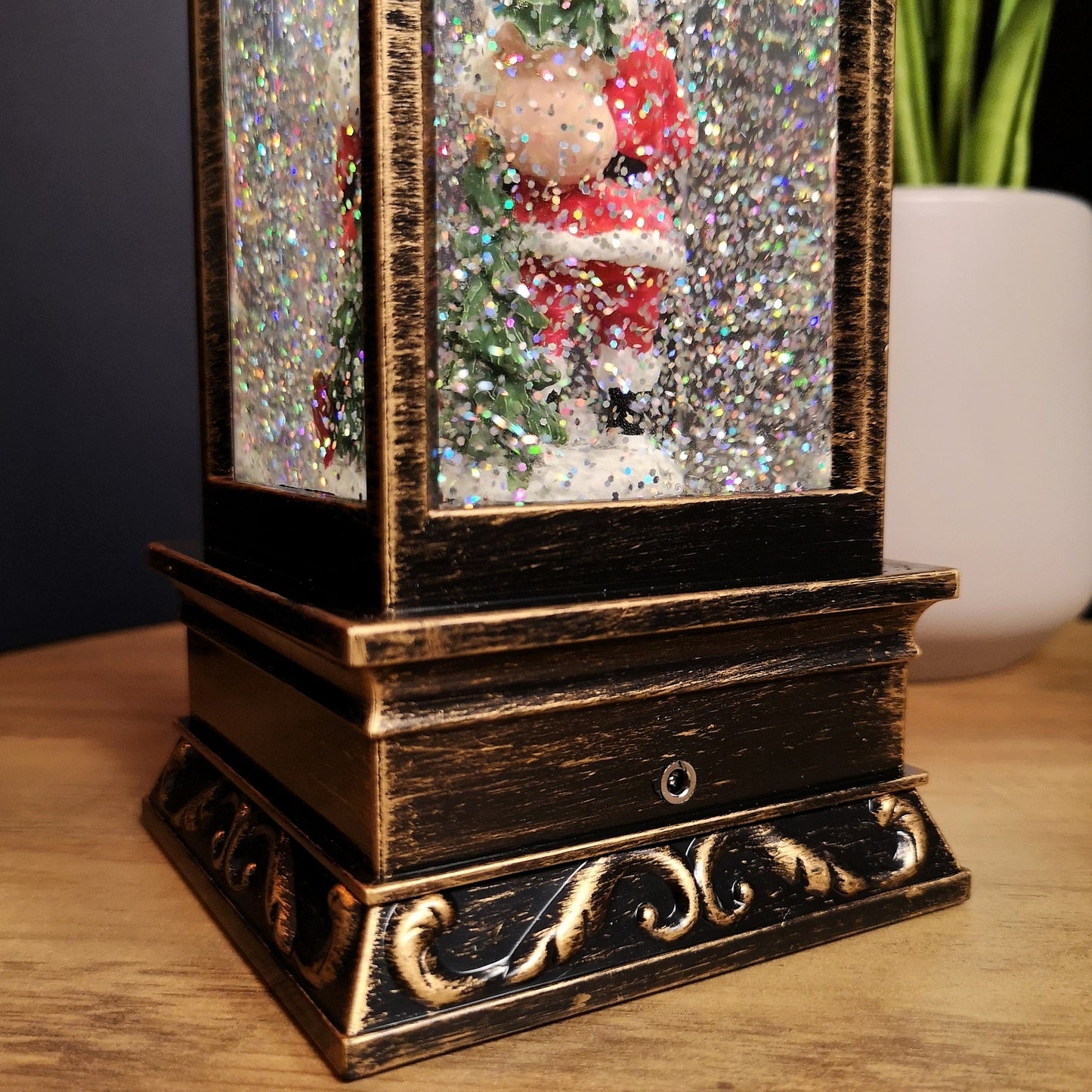 28cm Battery Operated Light up SnowSwirl Santa Christmas Lantern Decoration