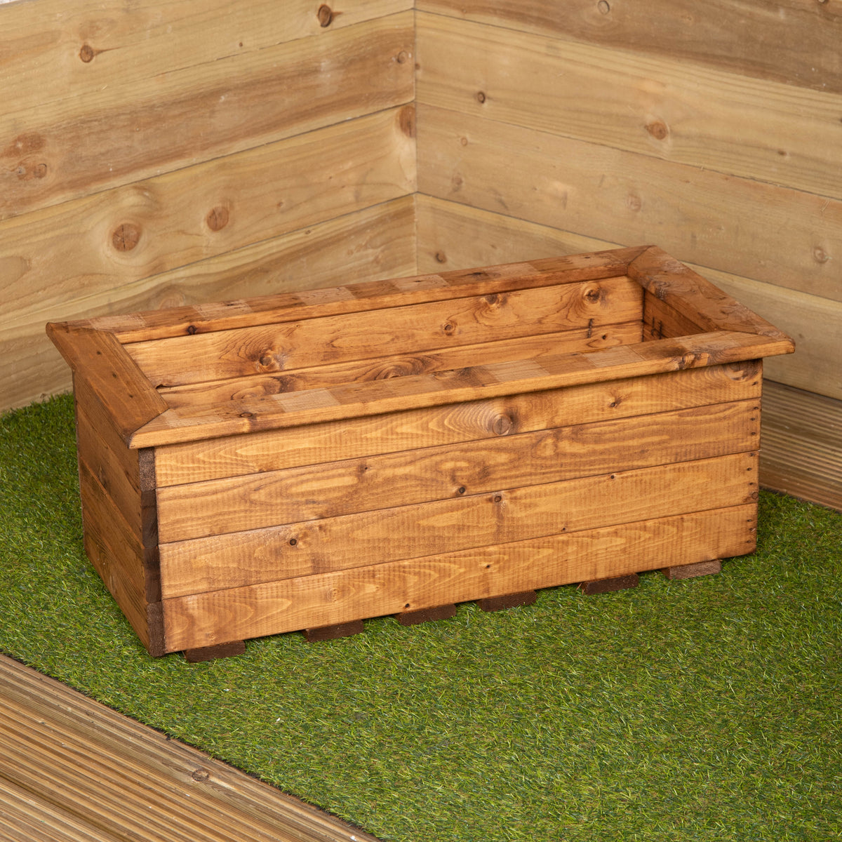 Hand Made 82cm x 40cm Rustic Wooden Medium Garden Trough / Flower Bed Planter