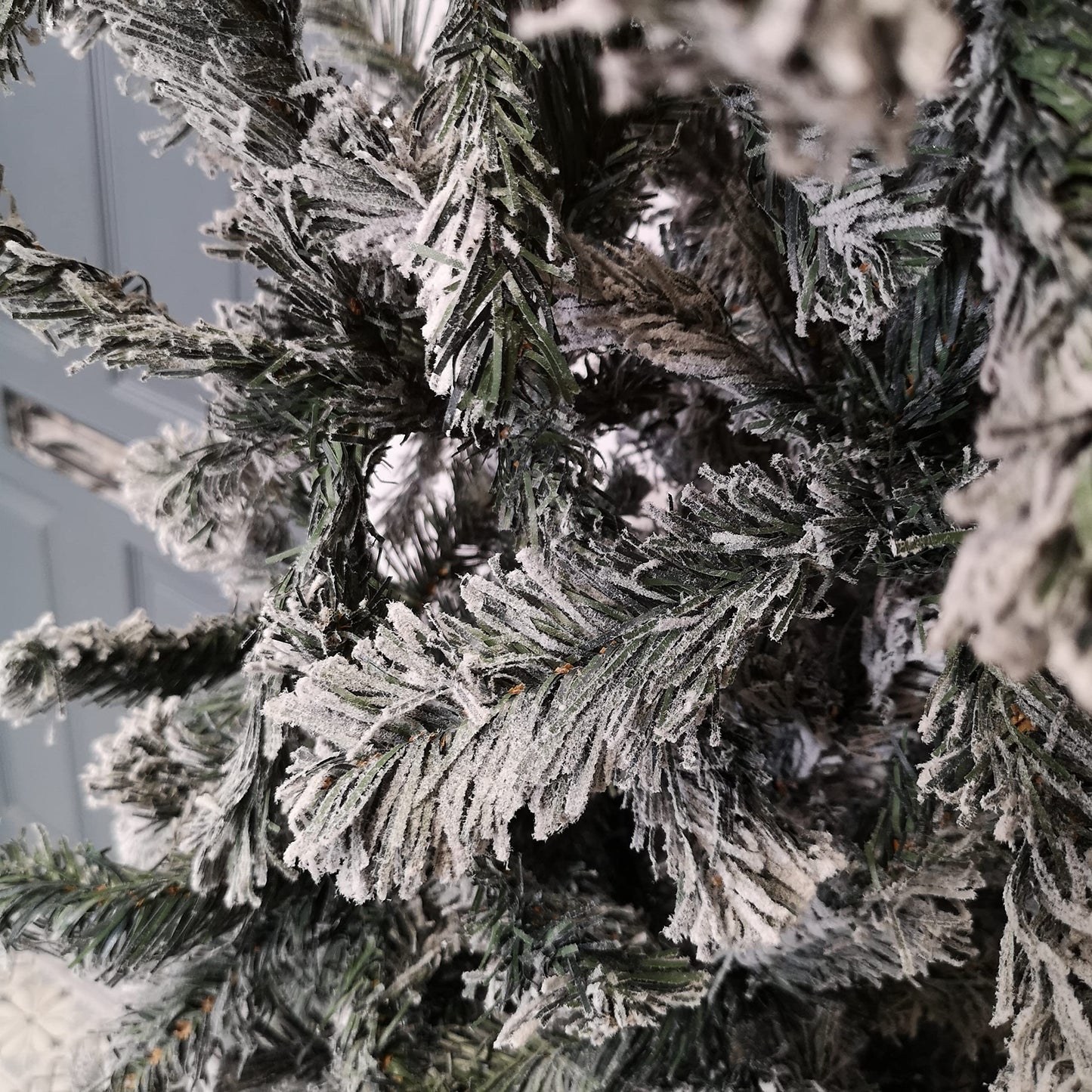 Factory Seconds: 8ft Indoor Flocked PVC Christmas Tree Arch with Snow Tips and Flat Top