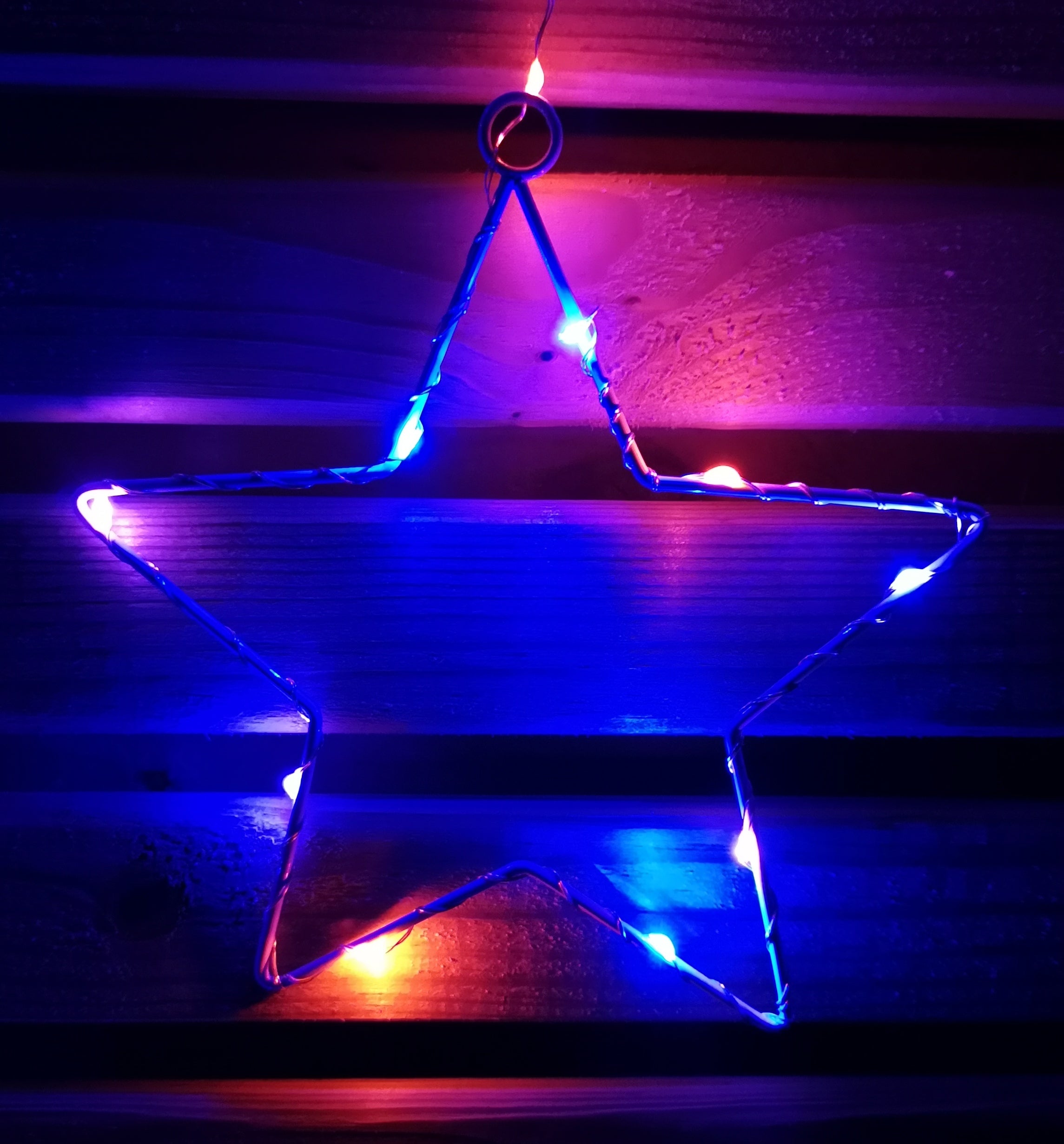 1.2m Battery Operated Christmas Star Curtain Lights with 140 Rainbow LEDs
