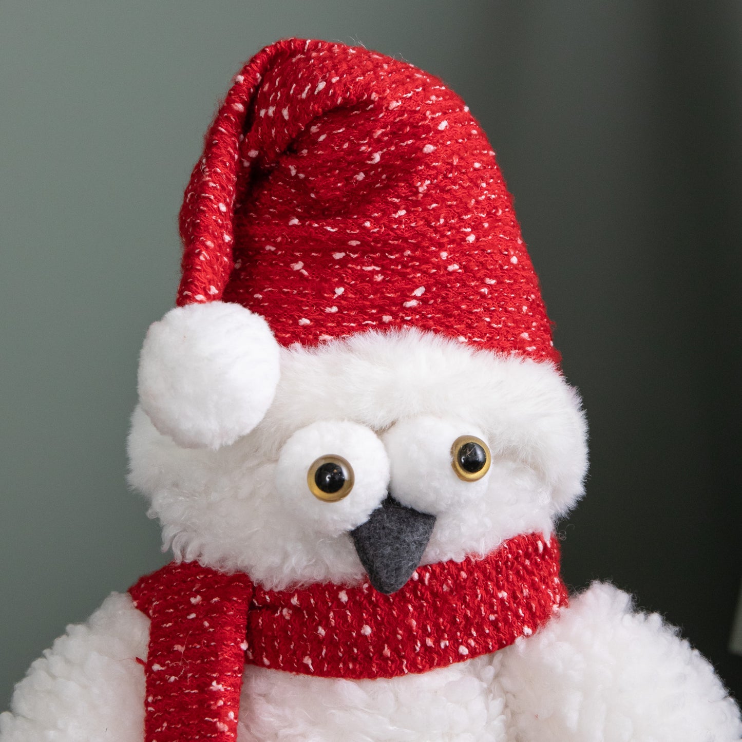 30cm Plush Christmas Goggle Owl Decoration with Santa Hat