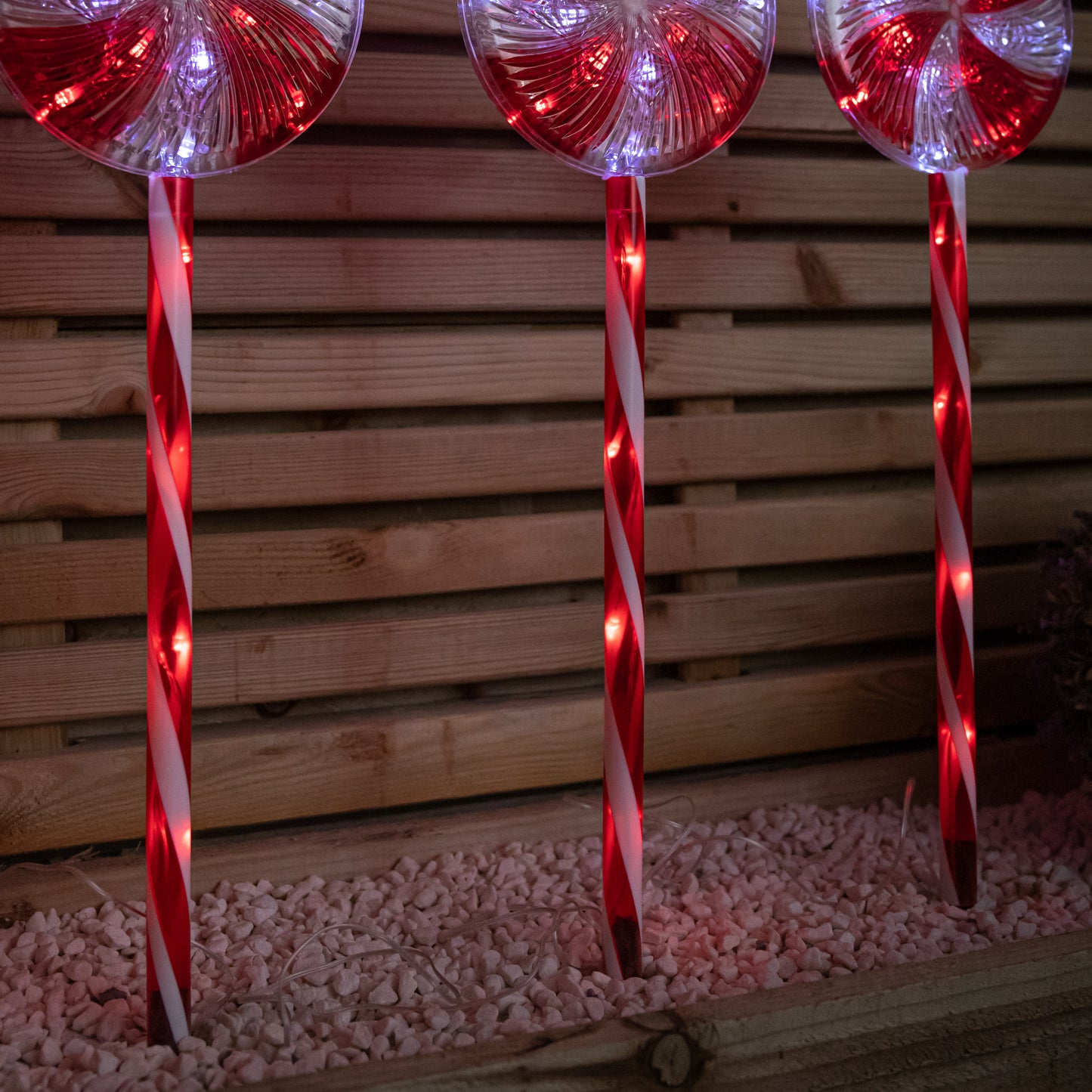 70cm Battery Powered Light up Candy Swirl Pathlights with Red and White LEDs