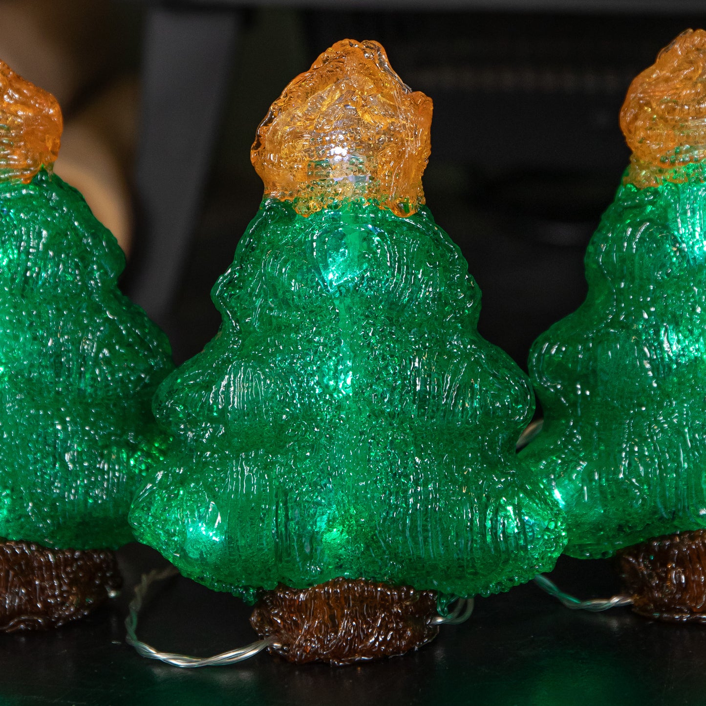 12cm Set of 5 Battery Operated Light up Christmas Tree Ornaments with 50 Cool White LEDs