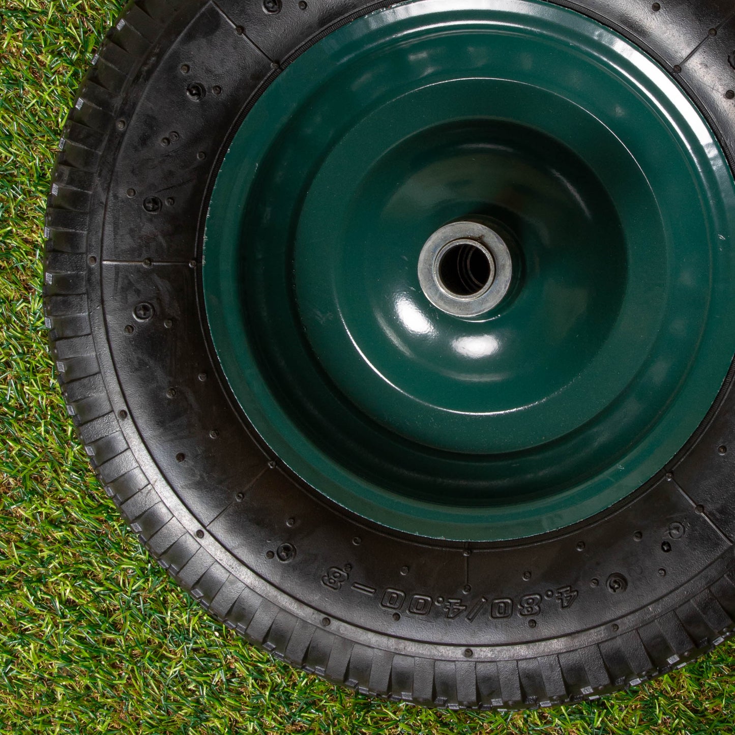 Replacement 16" x 4" Pneumatic Heavy Duty Garden Wheelbarrow Wheel & Axel In Green