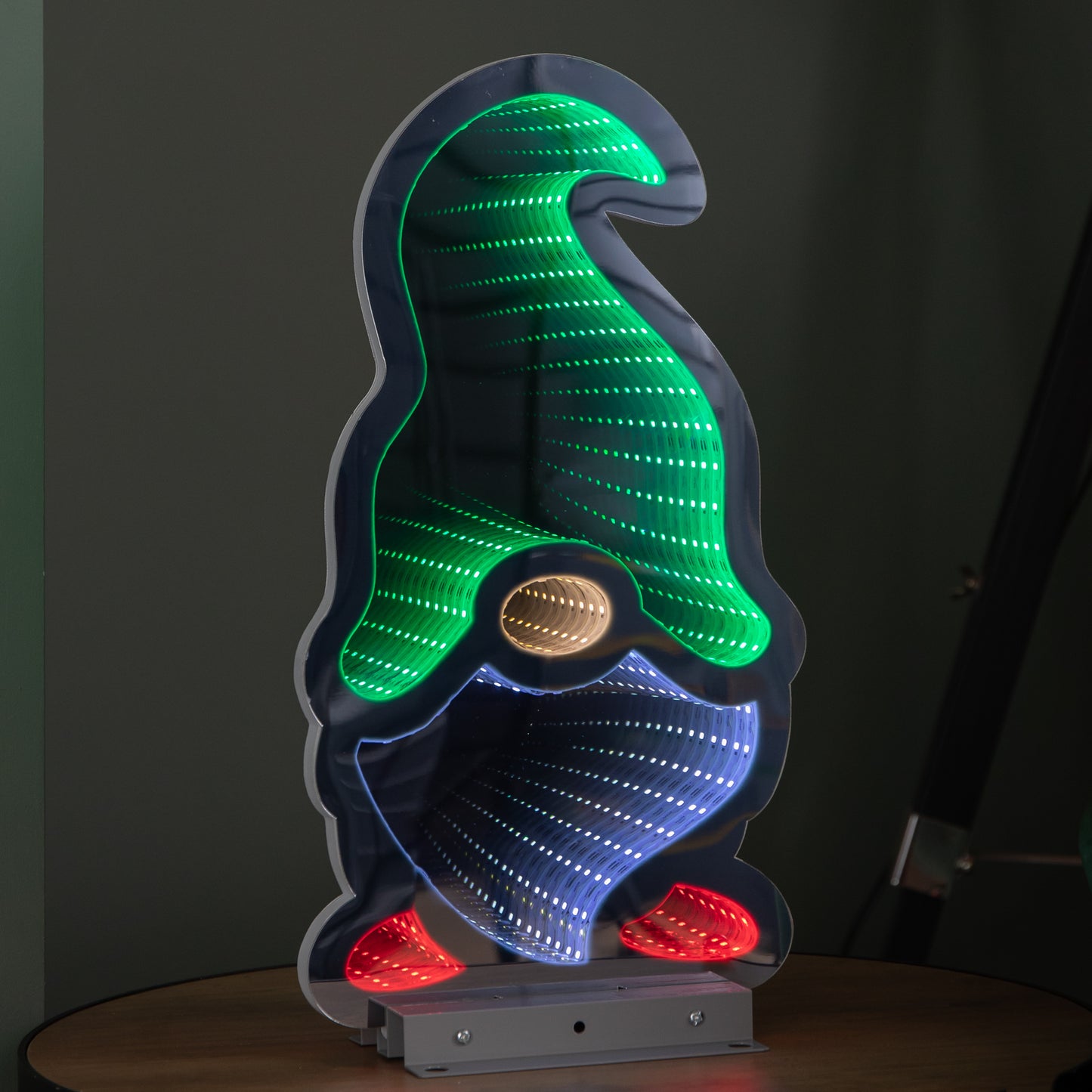 40cm Infinity Gonk with Hat on Metal Base with Green, White and Red LEDs