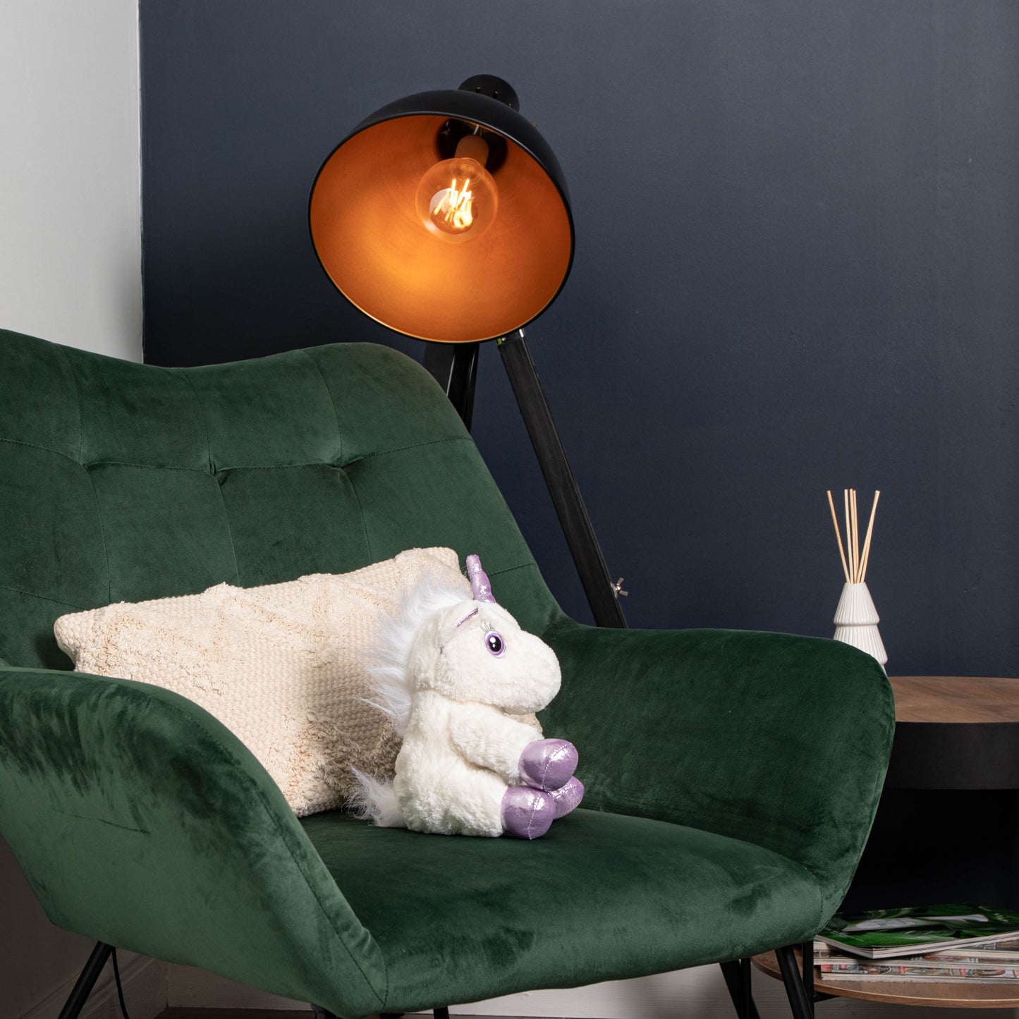 24cm Plush White Unicorn with Sparkly Purple Horn and Hooves