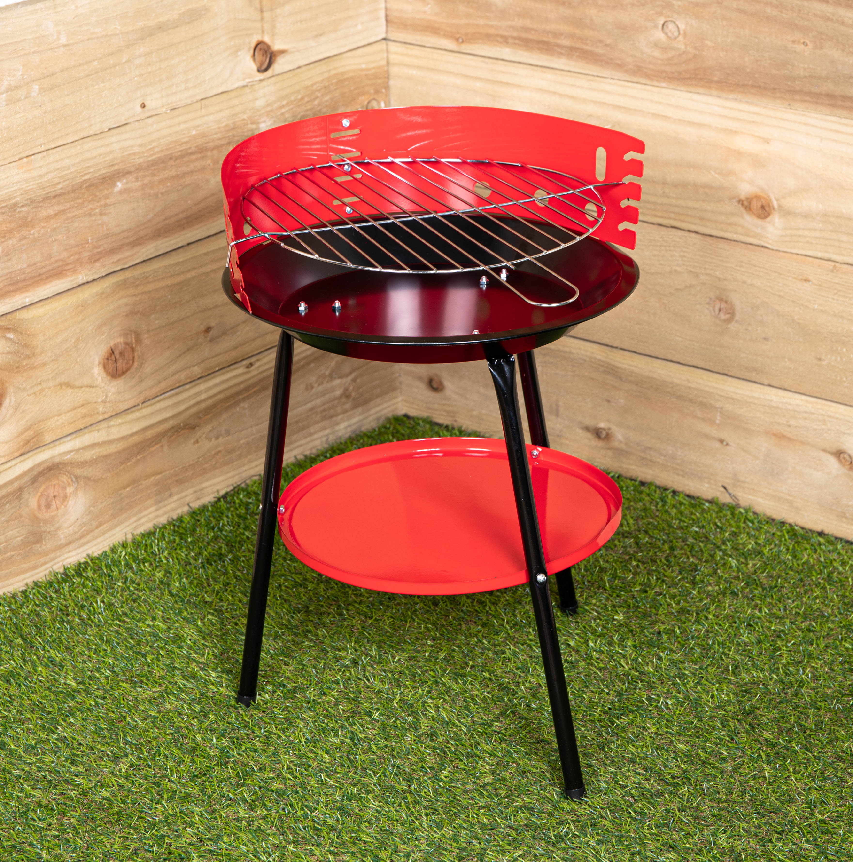 35cm Round Metal Garden Barbecue Windshield & Shelf