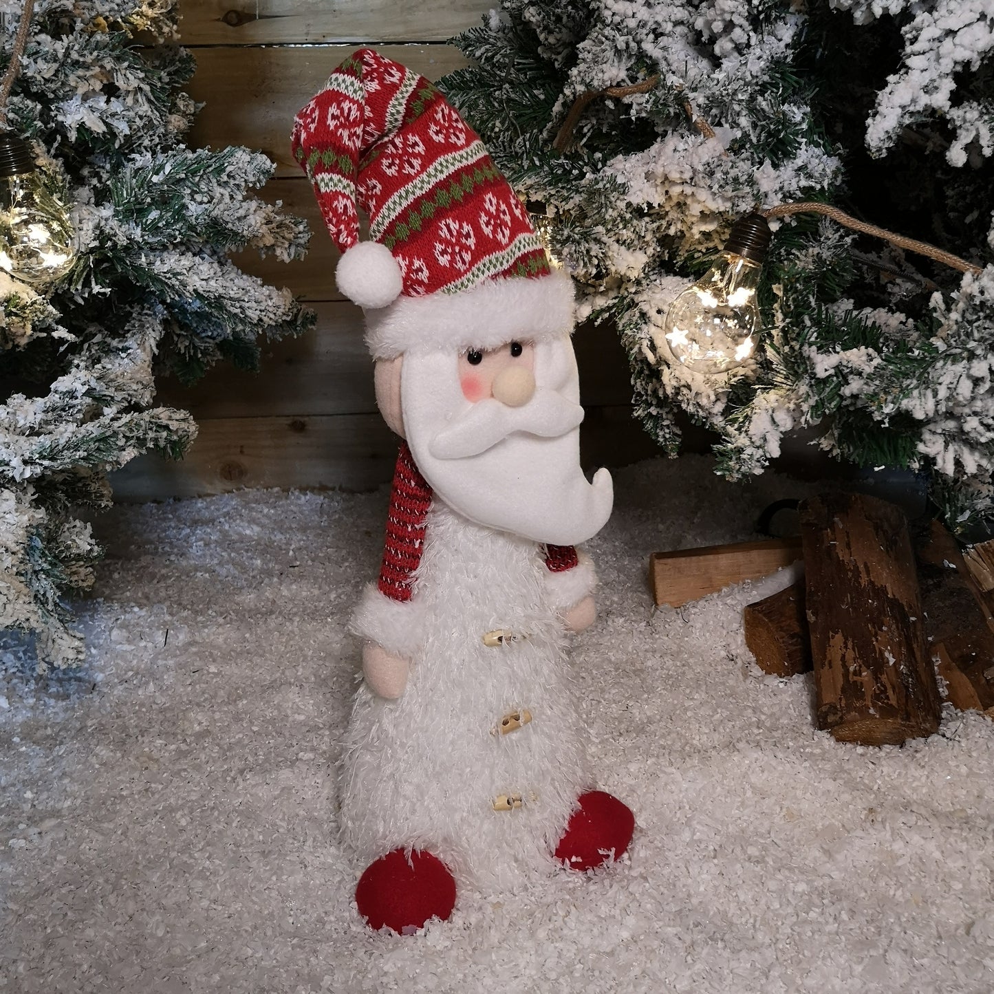 46cm Battery Operated LED Standing White Santa Christmas Decoration