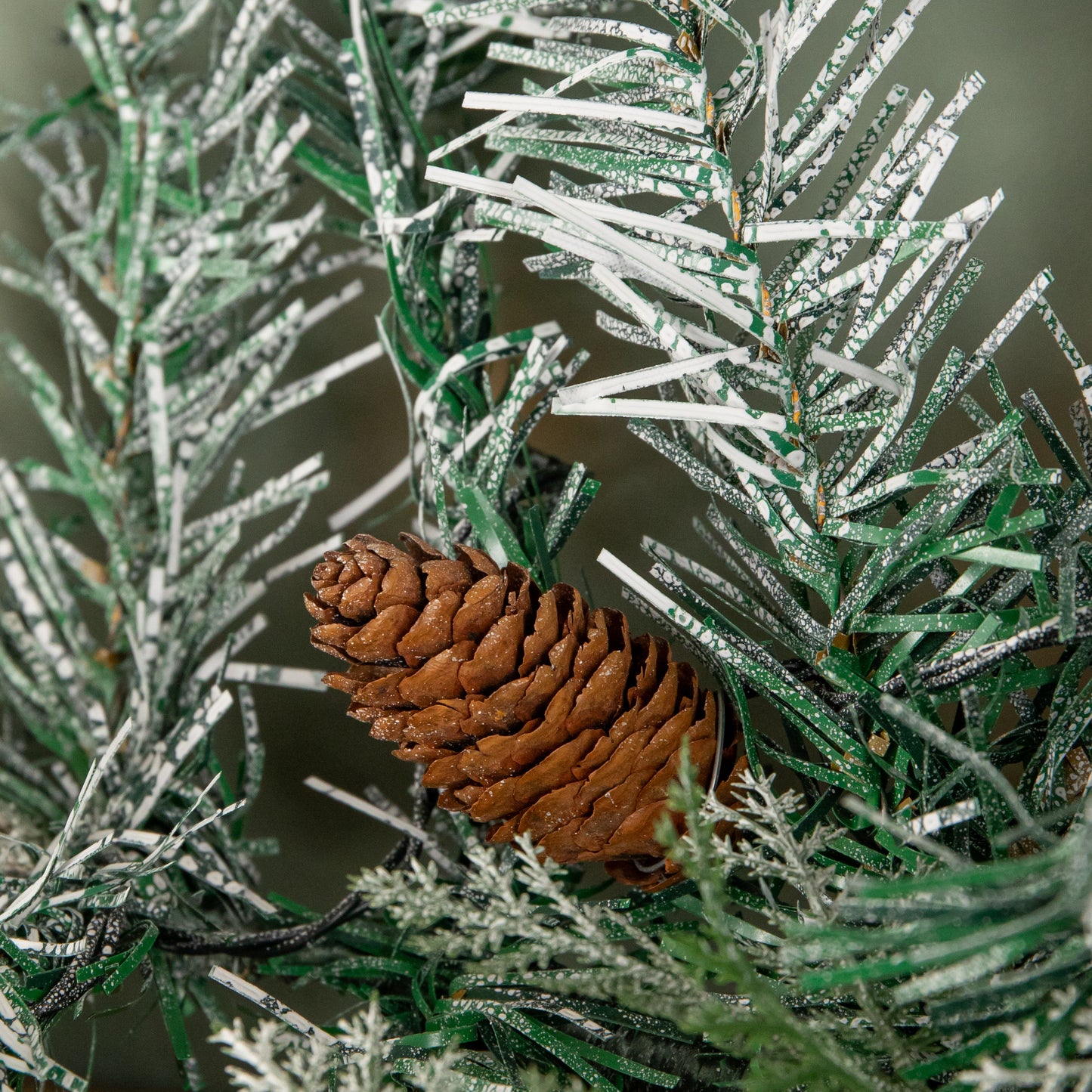 1.8m Snowy Christmas Garland with Pinecones 96 Tips and 50 Warm White LED Lights