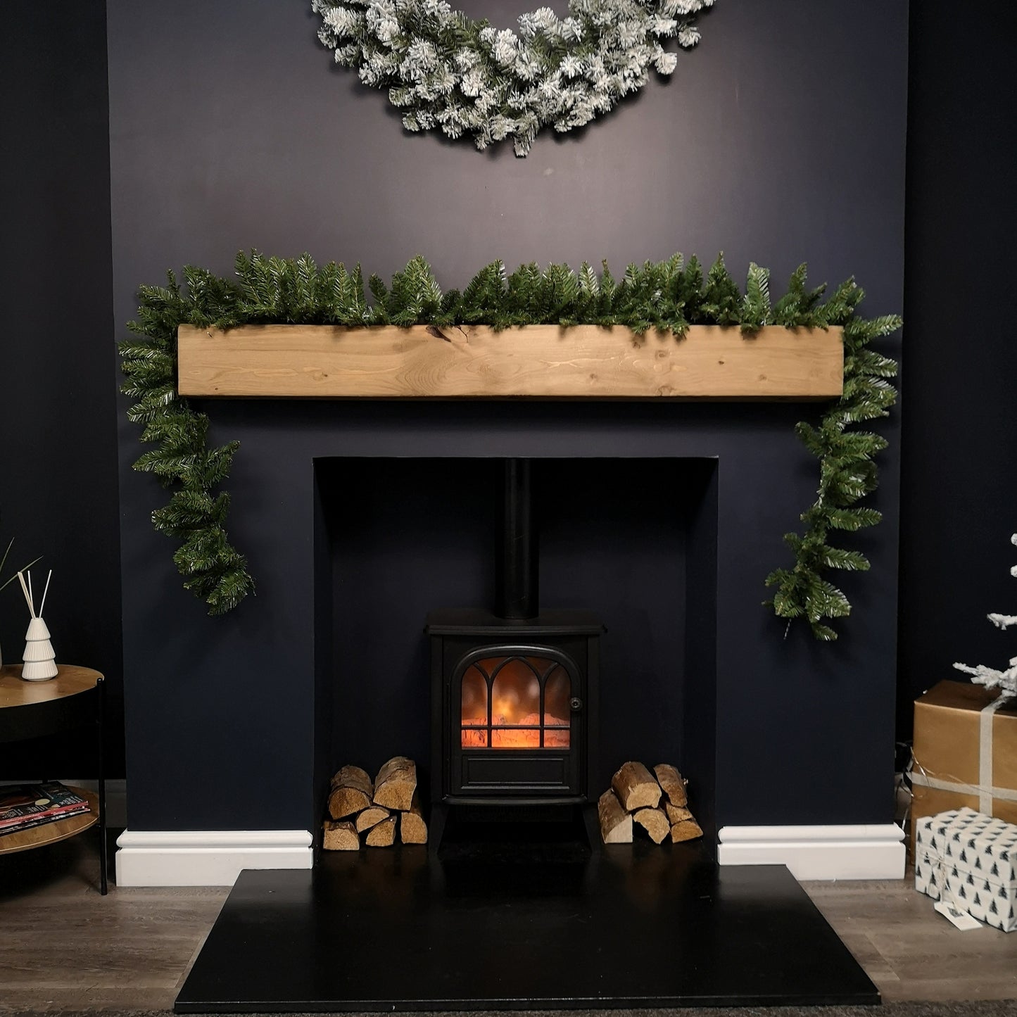 2.7m Plain Green Christmas Garland with 200 Bullet Tips