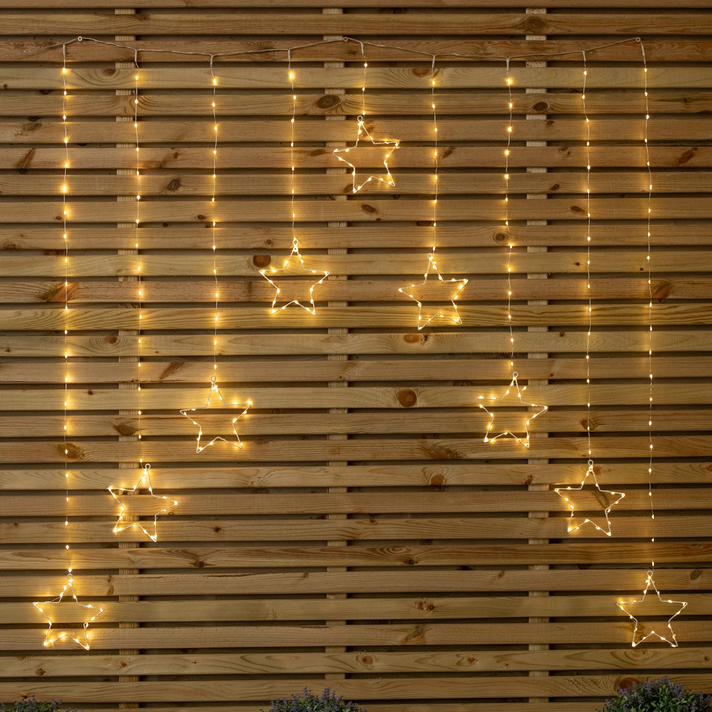 1.2m x 1.2m Light up Star Pin Wire Christmas Curtain Lights with 303 Warm White LEDs