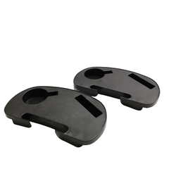Set of 2 Black Plastic Cupholder Side Tray for Garden Gravity Chairs