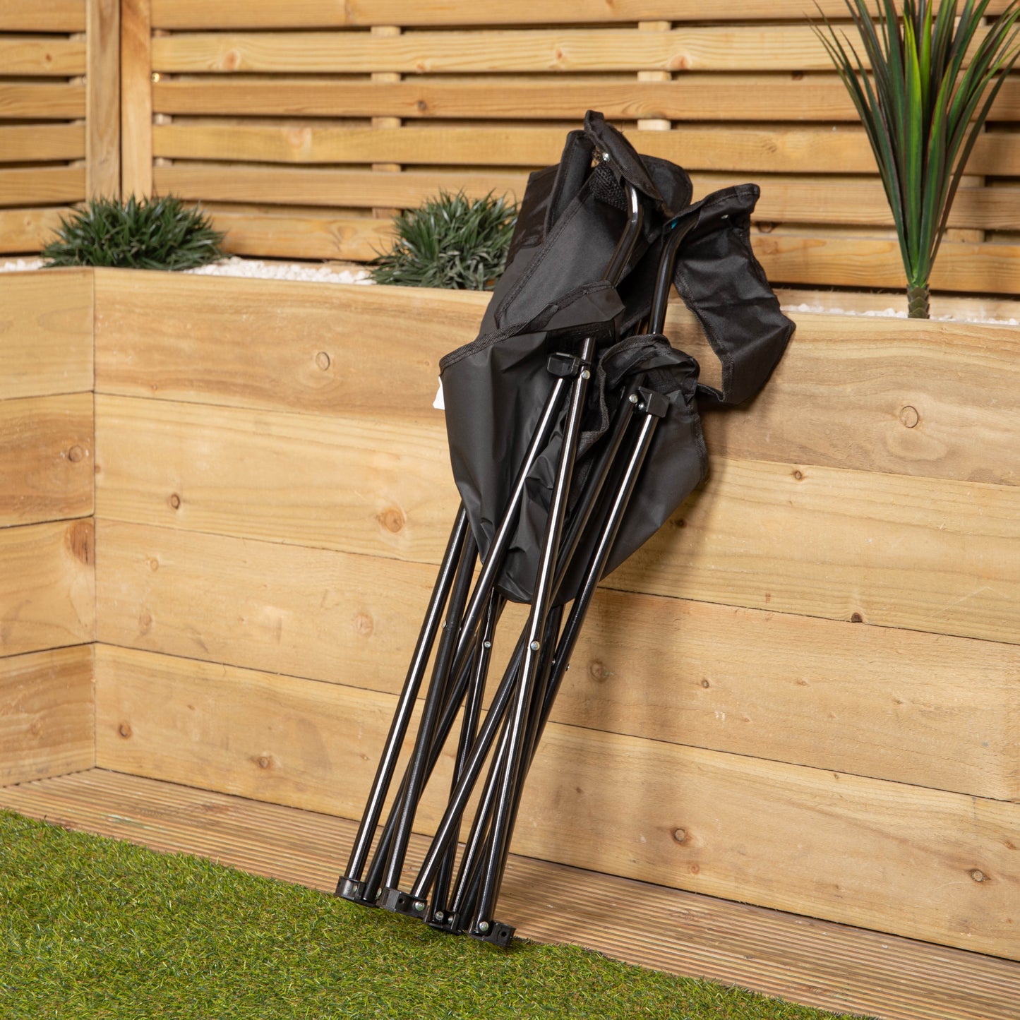 Outdoor Black Lightweight Foldable Canvas Chair with Cup Holder and Carry Case