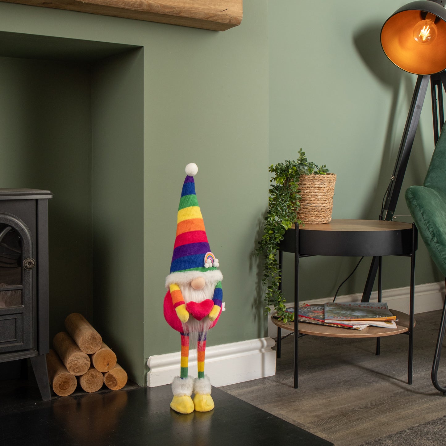 55cm Standing Plush Rainbow Christmas Gonk Decoration