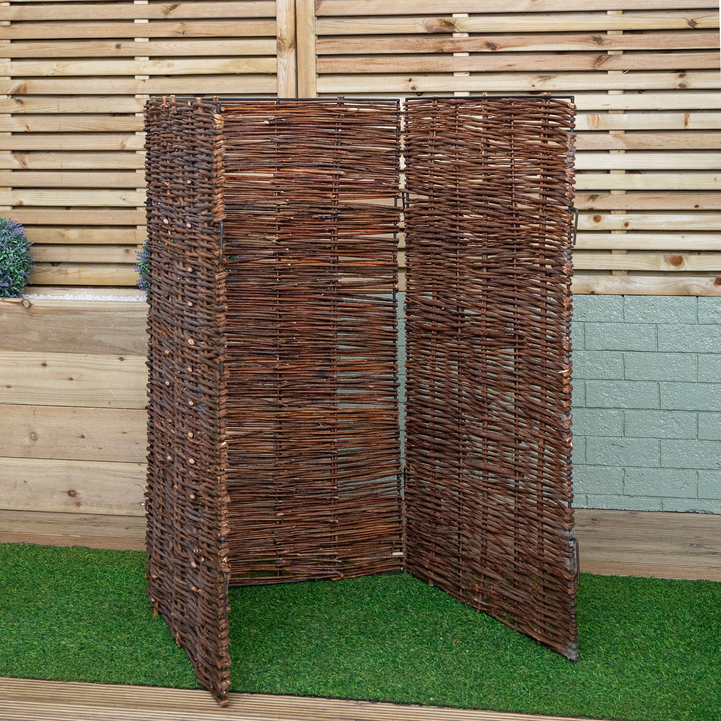 1.16m x 61cm Single Garden Patio Willow Wheelie Bin Screen Hideaway