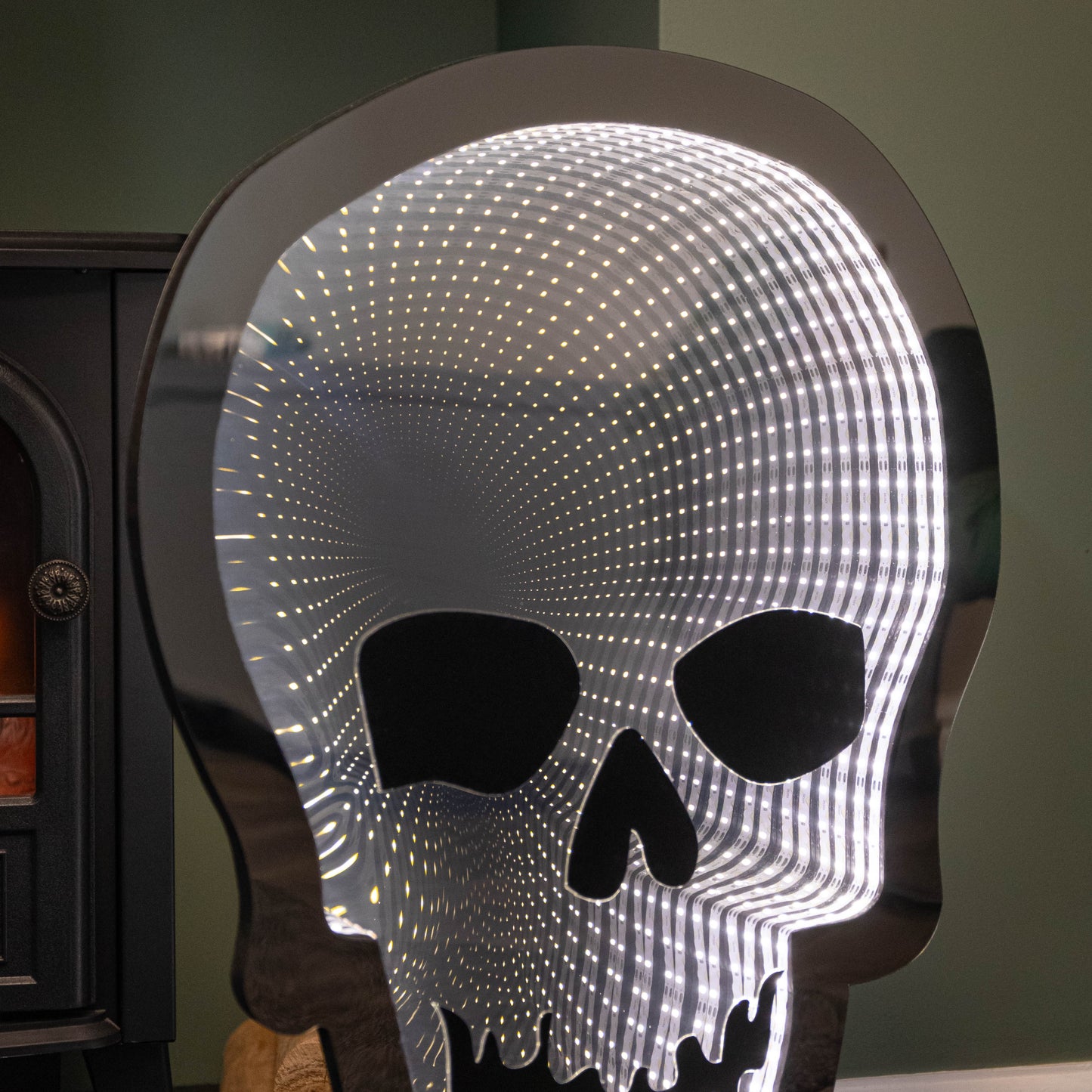 60cm Light up Halloween Skull Infinity Decoration with Warm White LEDs