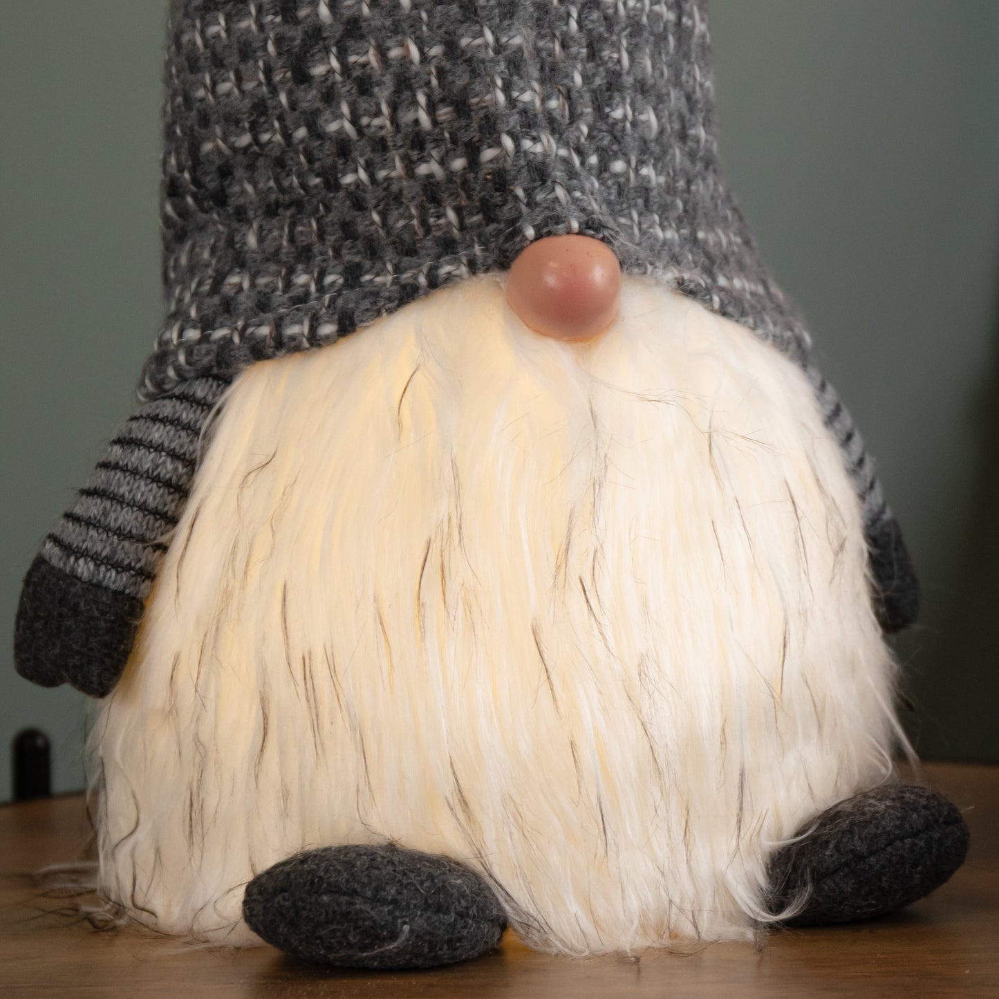 50cm Battery Operated Christmas Sitting Gonk Decoration in Dark Grey