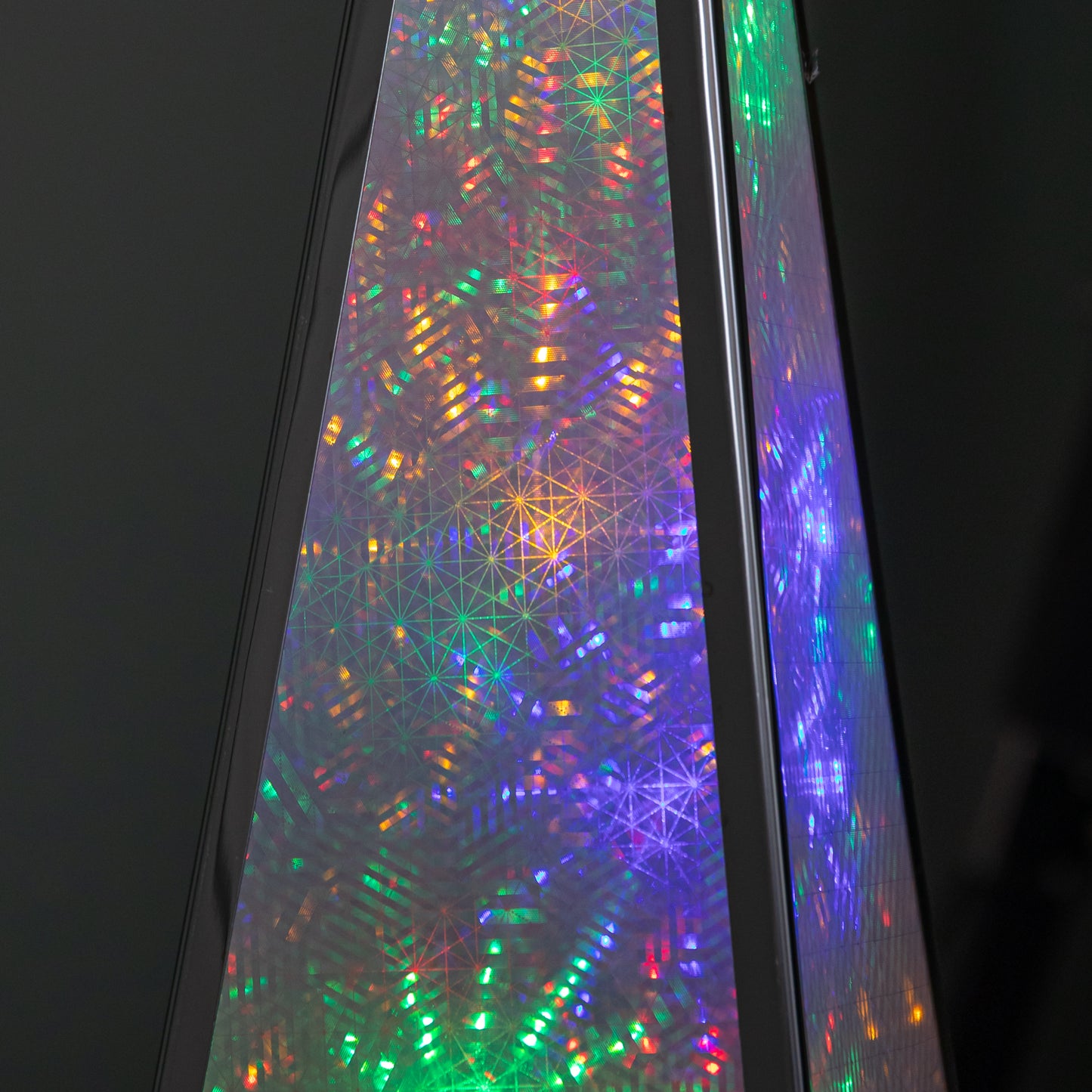 45cm Light up Holographic Christmas Pyramid Decoration with Multi-Coloured LEDs