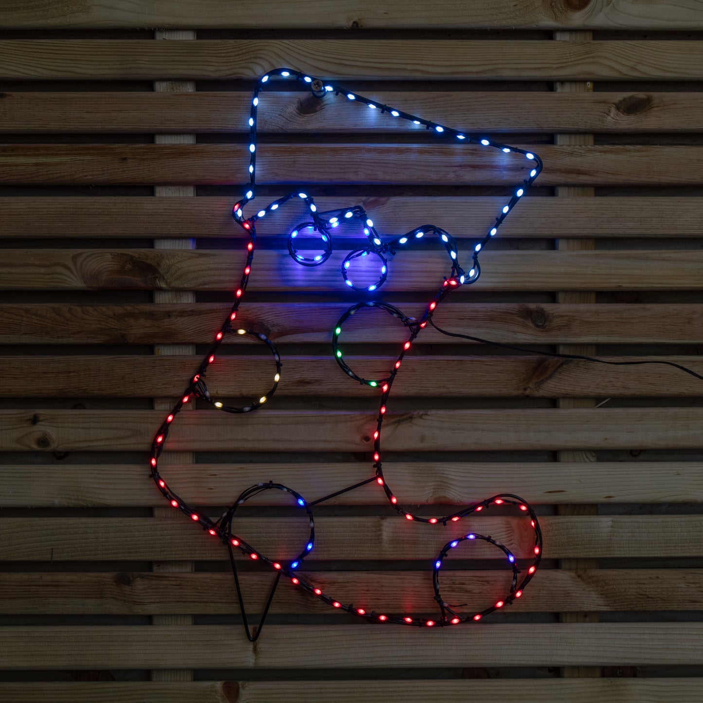 60cm x 42cm Light up FlexiBrights Christmas Stocking Silhouette with 134 Multi-Coloured LEDs