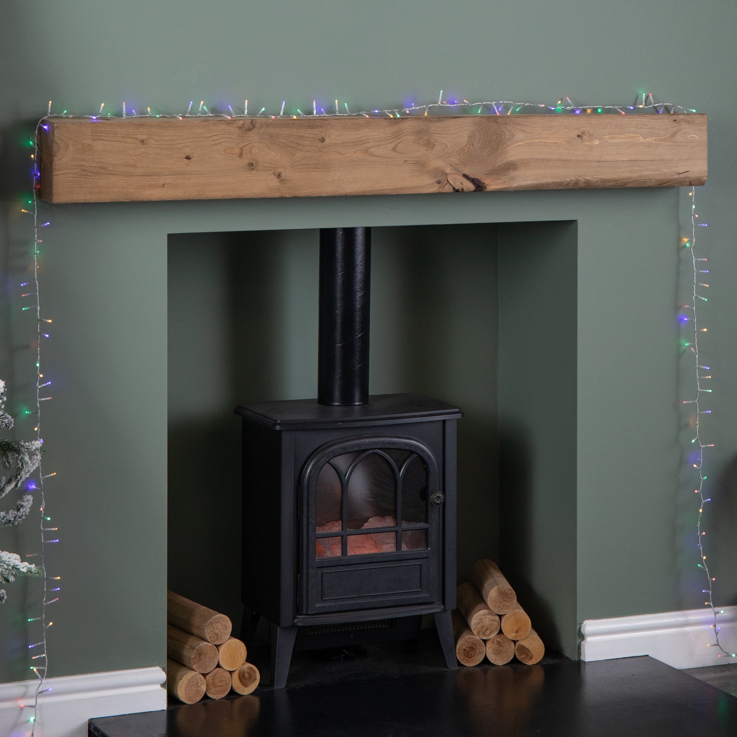 37.5m 1500 LED TreeBrights Christmas String Lights with Timer in Multi-Coloured on Clear Cable