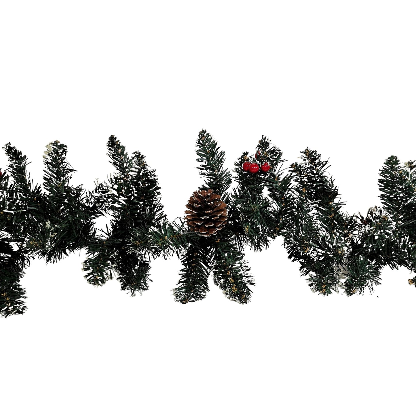 2.7m Green Christmas Garland with Pine Cones and Red Berries