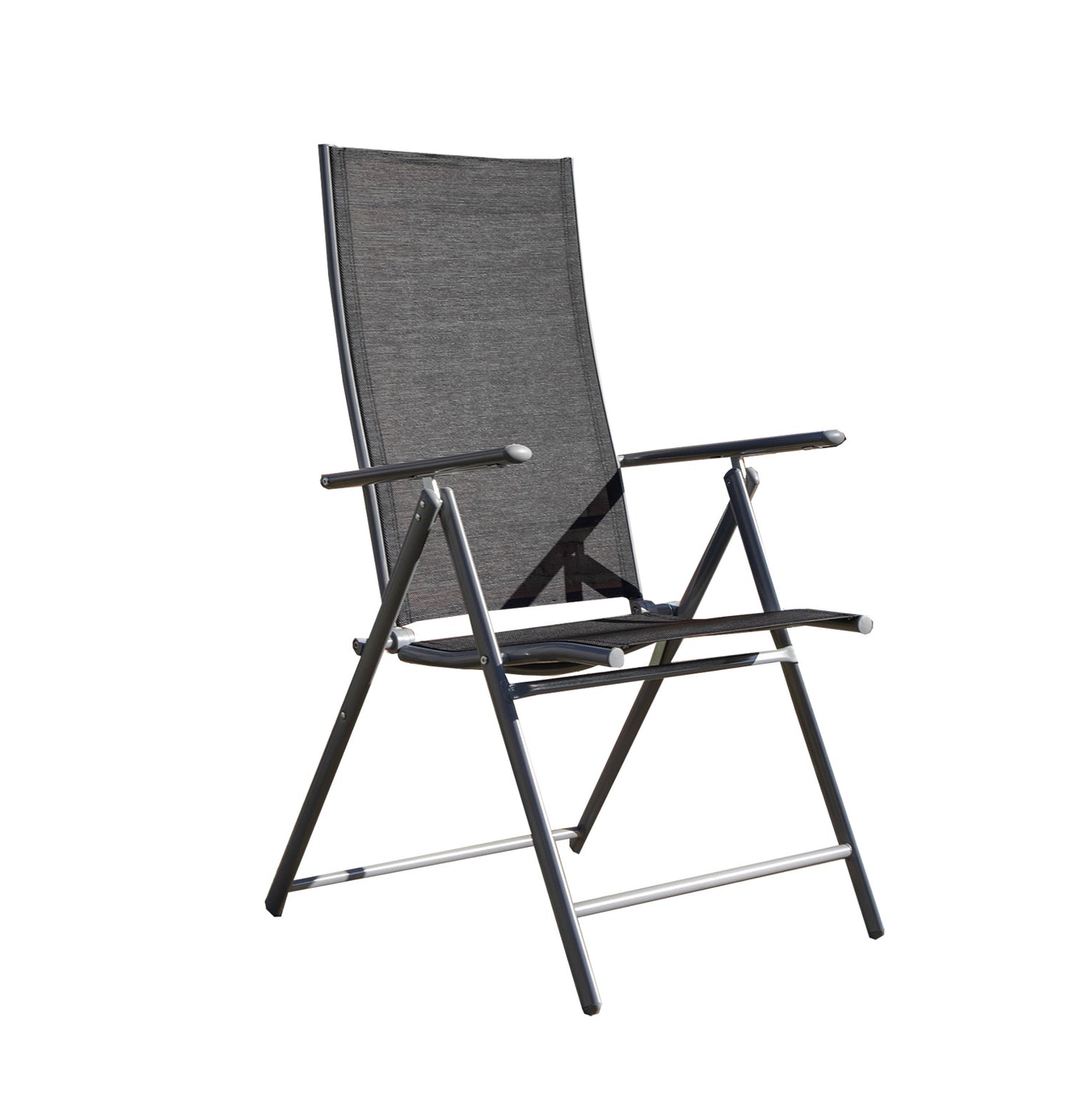 Outdoor Garden Patio Multi Position Reclining Folding Chair in Black and Silver