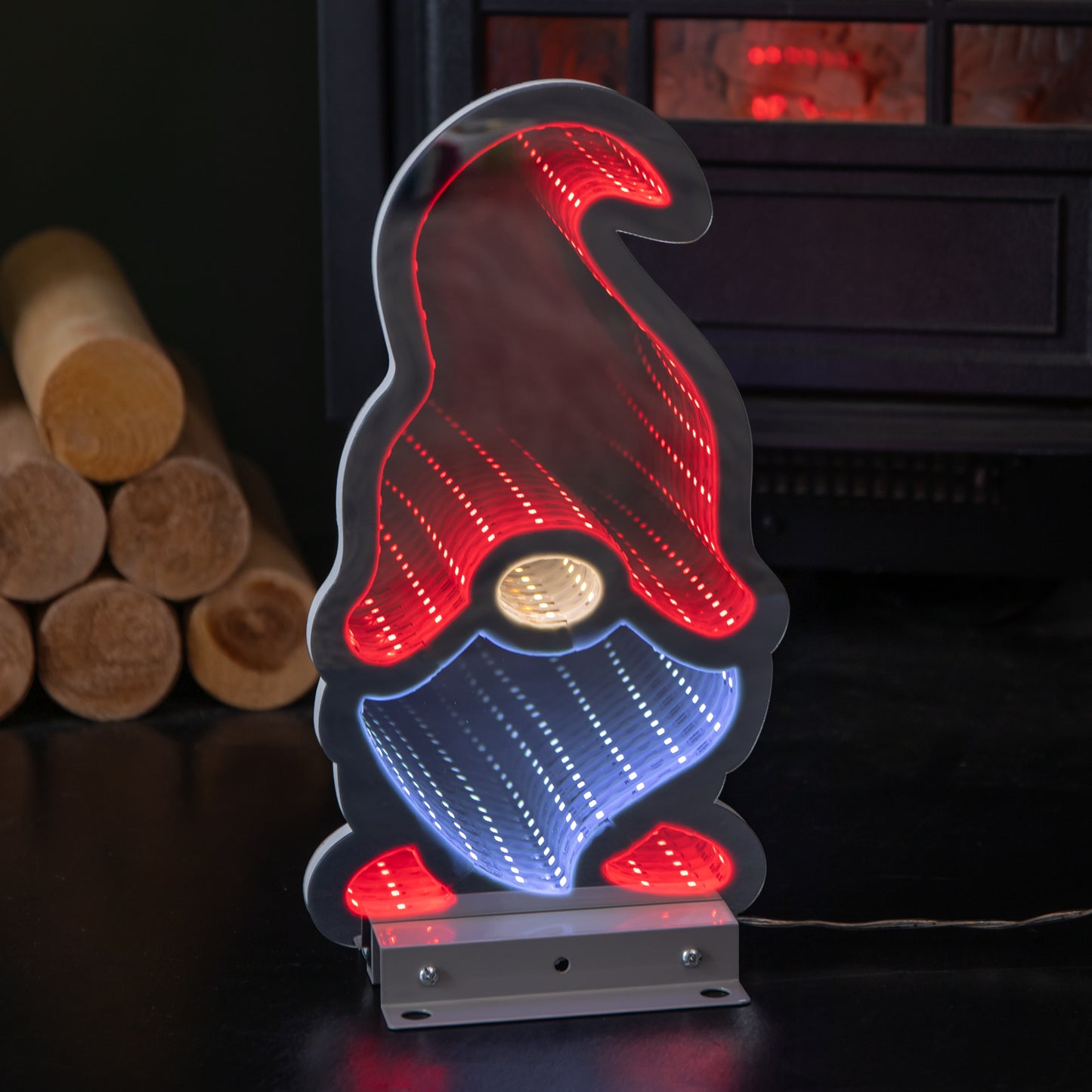 Factory Seconds: 30cm Infinity Light up Christmas Gonk Decoration with Red & White LEDs on Metal Base