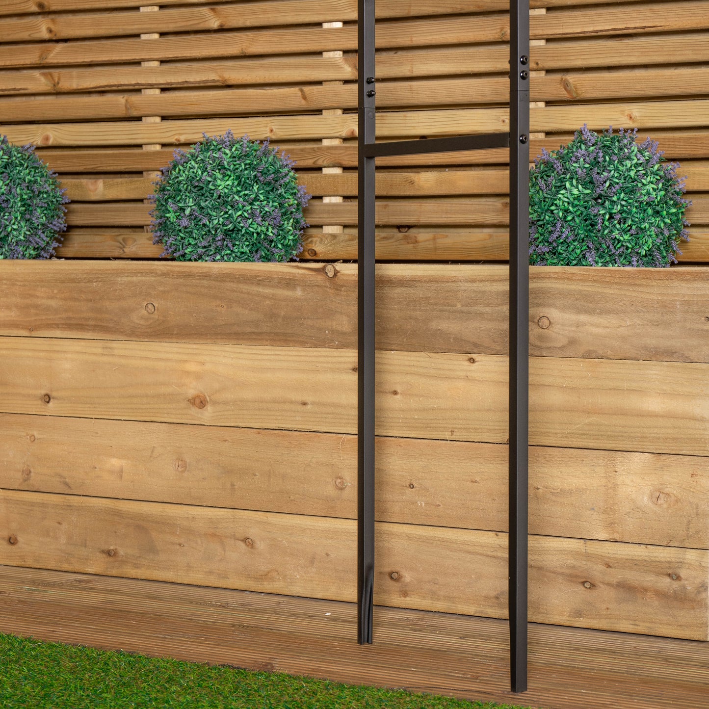 2.28m x 1.1m Black Garden Steel Arch Trellis for Climbing Plants
