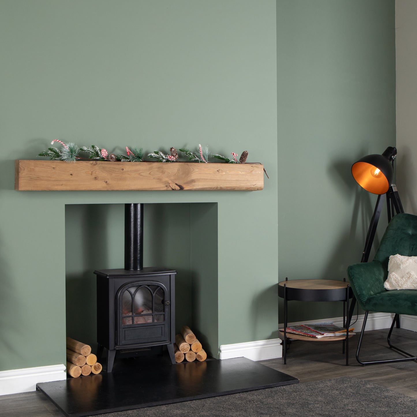 1.3m Candy Swirls Christmas Garland with Frosted Pinecones and Candy Canes