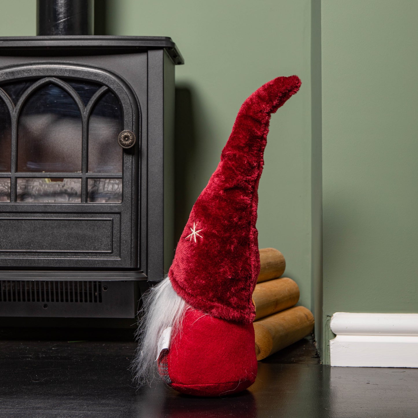 48cm Red Tartan Sitting Christmas Gonk with Snowflake Hat