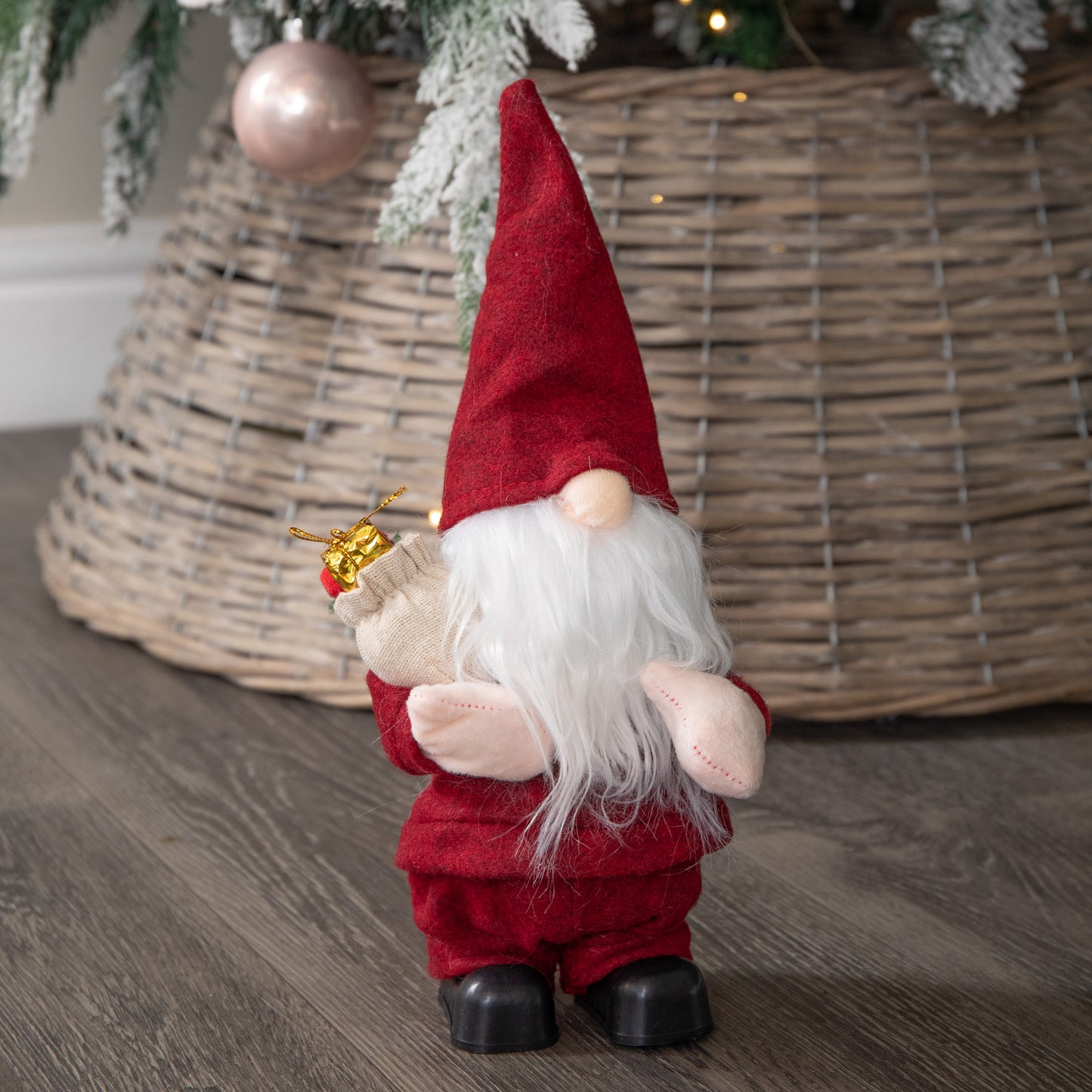 28cm Battery Operated Musical Walking Christmas Gonk Decoration in Red