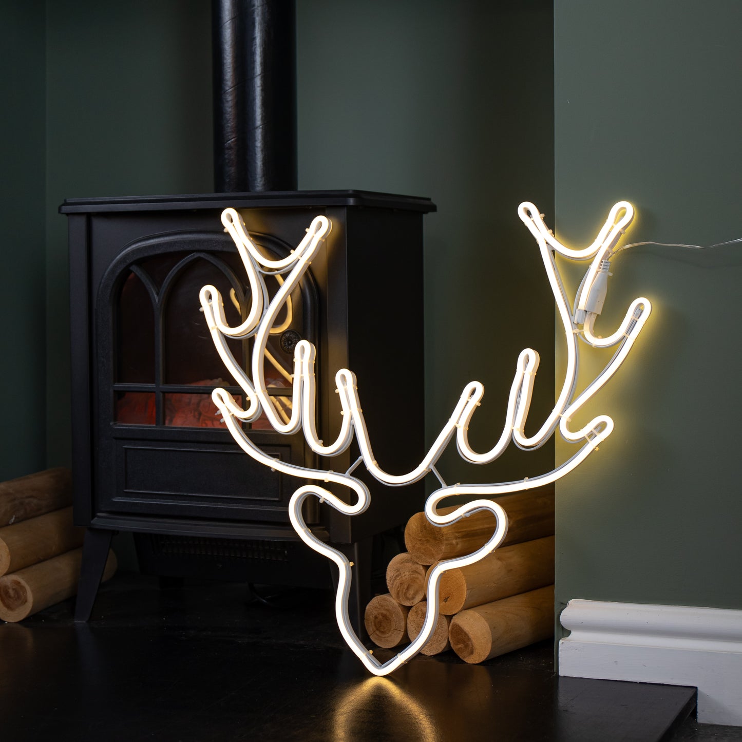58cm Light up Neon Flex Christmas Reindeer Head with Warm White LEDs