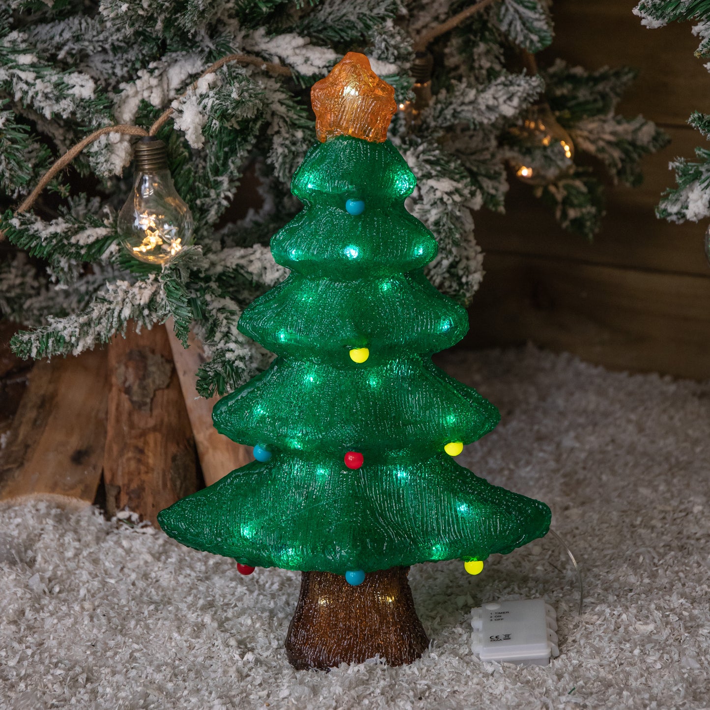 46cm Battery Powered Light up Christmas Bauble Tree with 60 Cool White LEDs