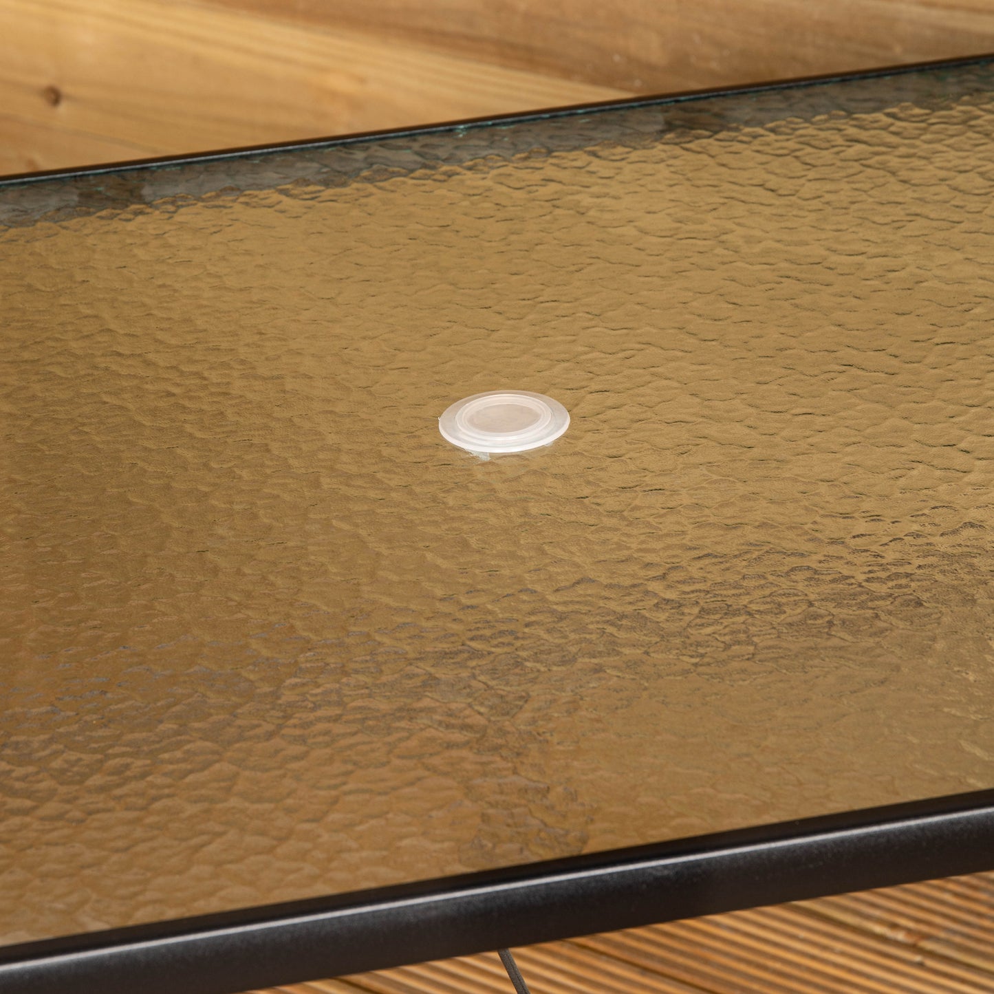 Factory Seconds: Samuel Alexander 6 Seater Black Glass Top Table with Parasol Hole