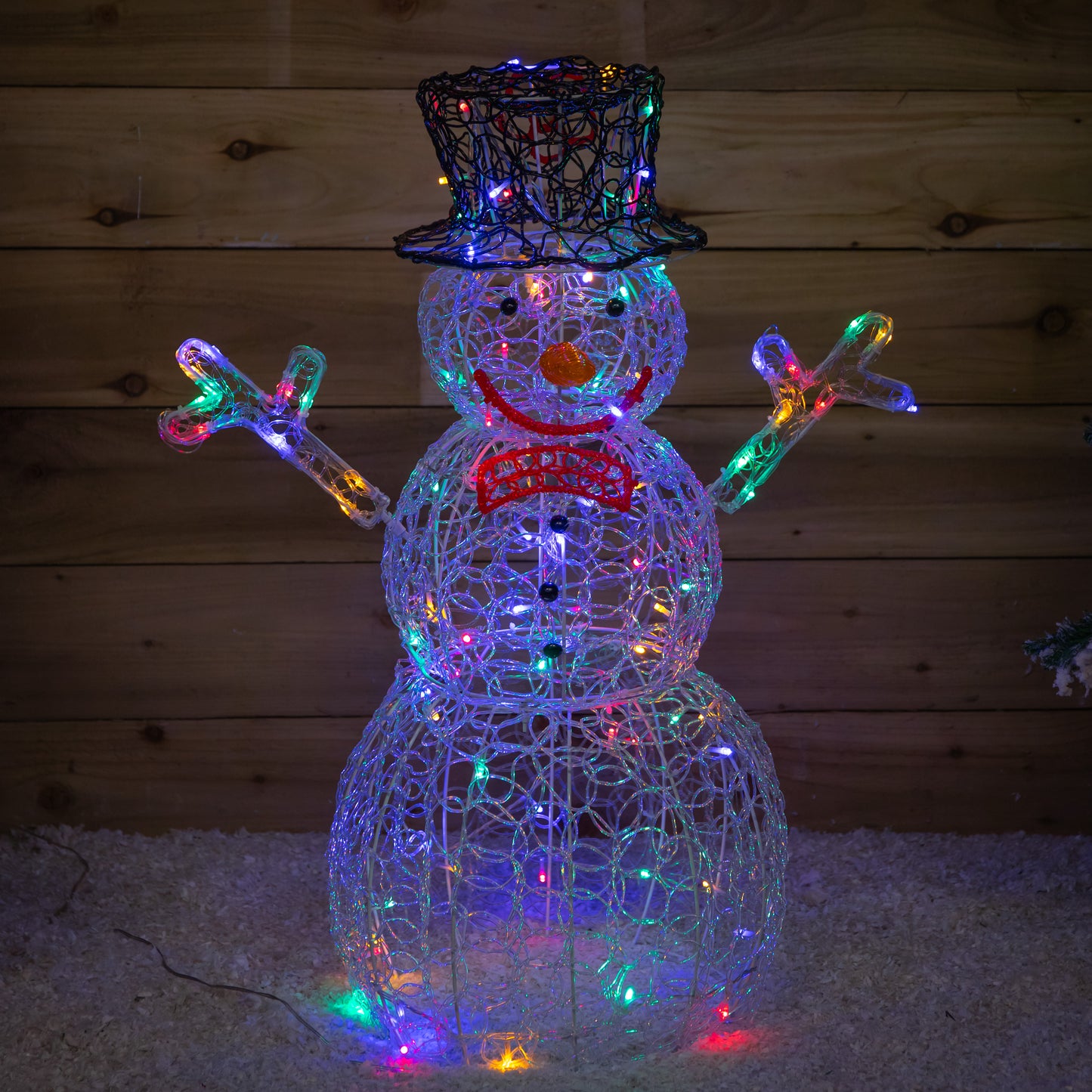 76cm Light up Acrylic Christmas Snowman with 88 Multi-Coloured LEDs