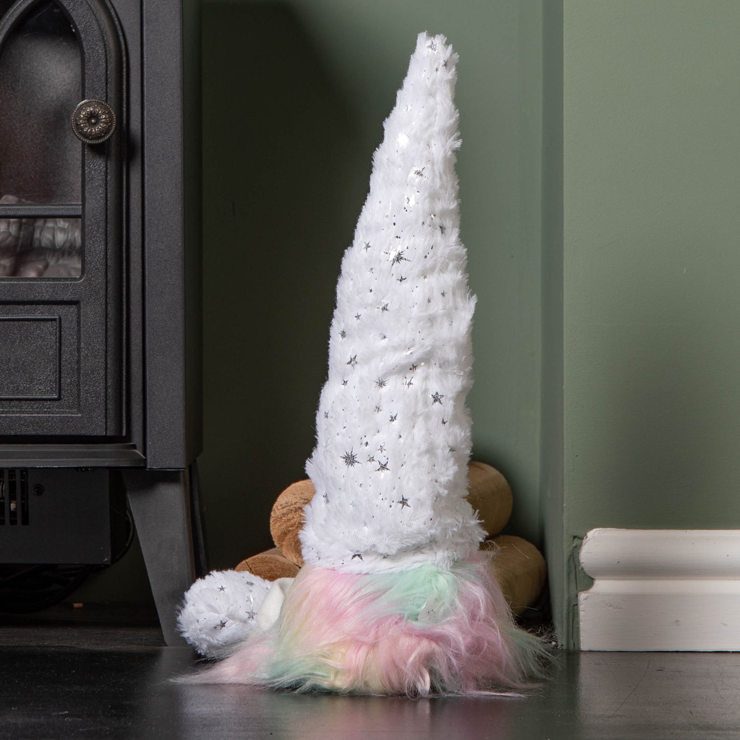 70cm Festive Christmas Rainbow Haired Plush Gonk Dangly Legs & Starry Hat