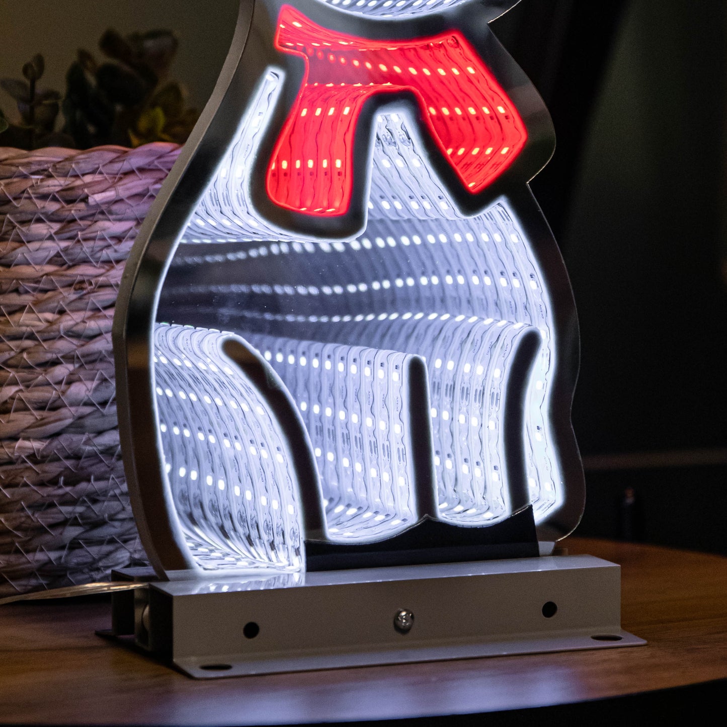 40cm Infinity Standing Christmas Reindeer with Metal Base, White and Red LEDs