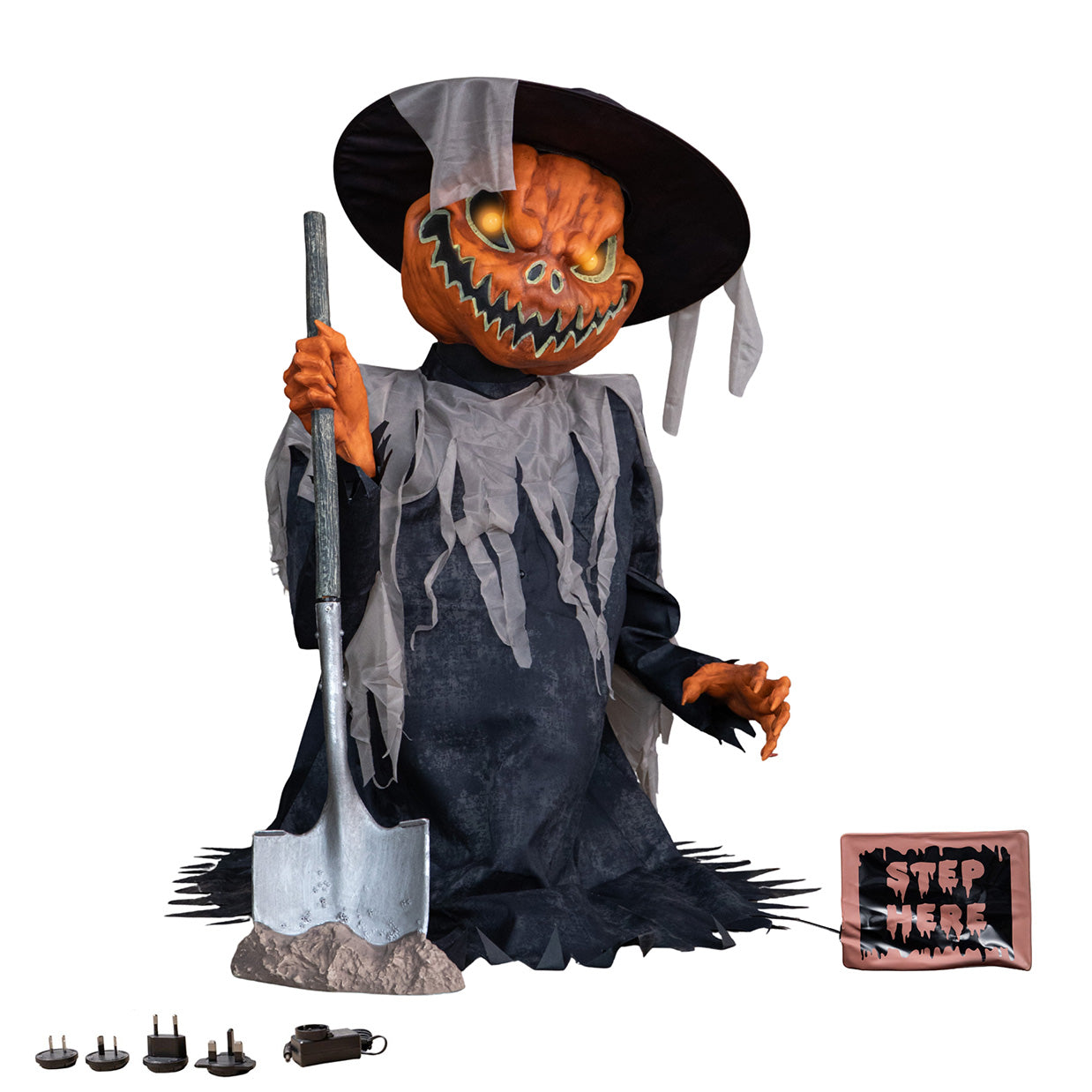 3ft Tall Pop-up Pumpkin Scarecrow Halloween Animatronic Decoration with LEDs