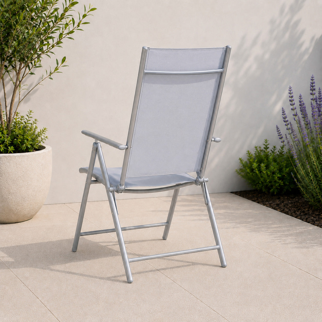 Outdoor Garden Patio Multi Position Reclining Folding Chair in Grey