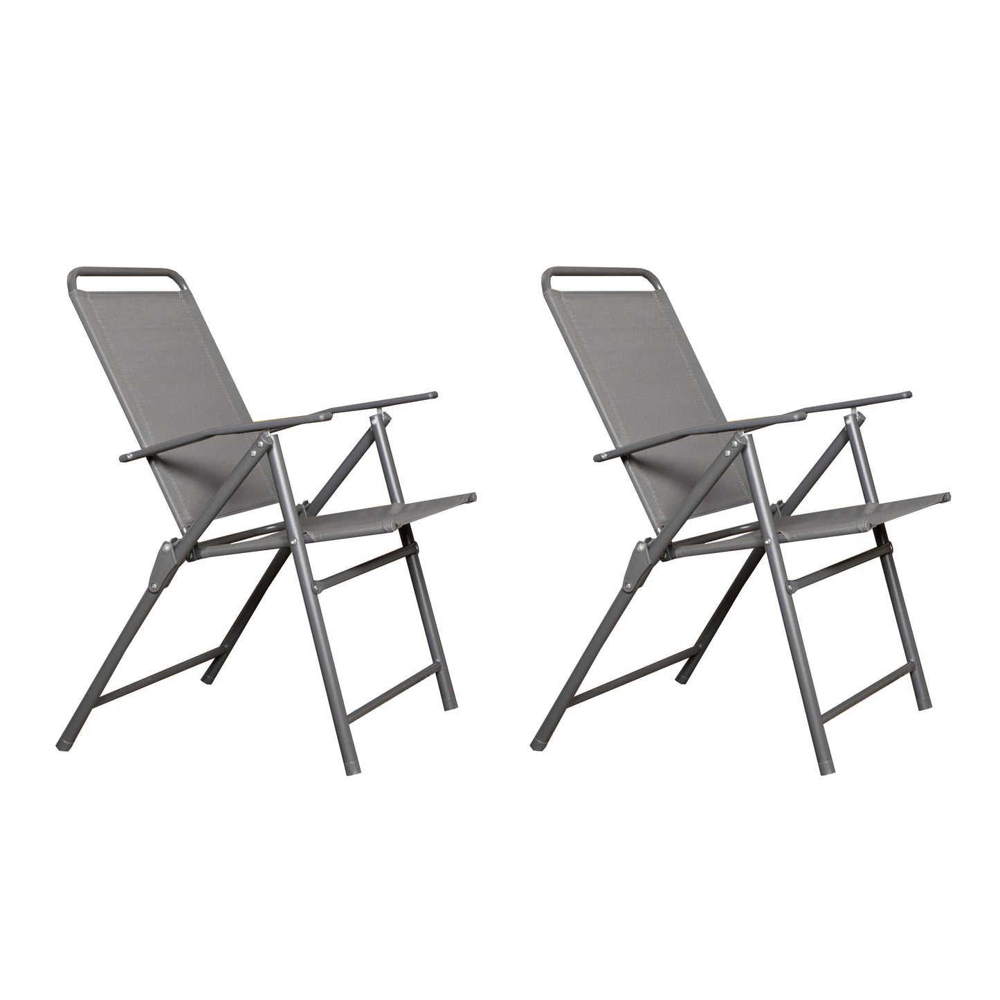 Set of 2 Outdoor Multi-Position Textoline Garden Chairs in Grey