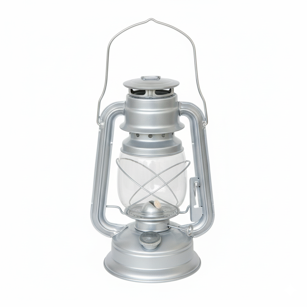 12" Paraffin Hurricane Camping Lantern Light - Silver