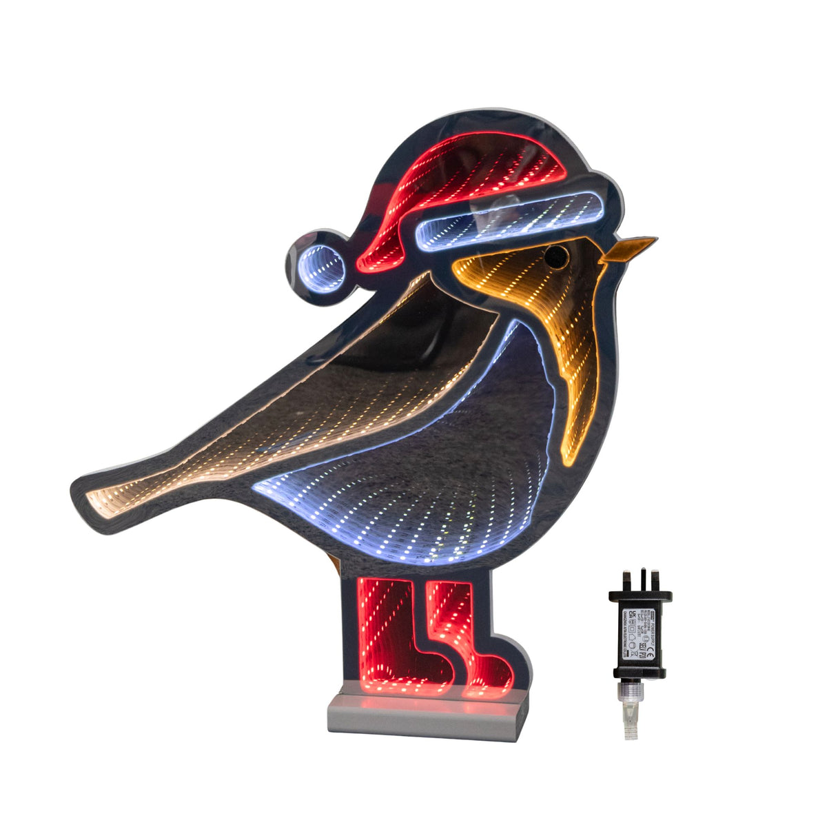 40cm Light up Christmas Robin Infinity Decoration with Red and White LEDs