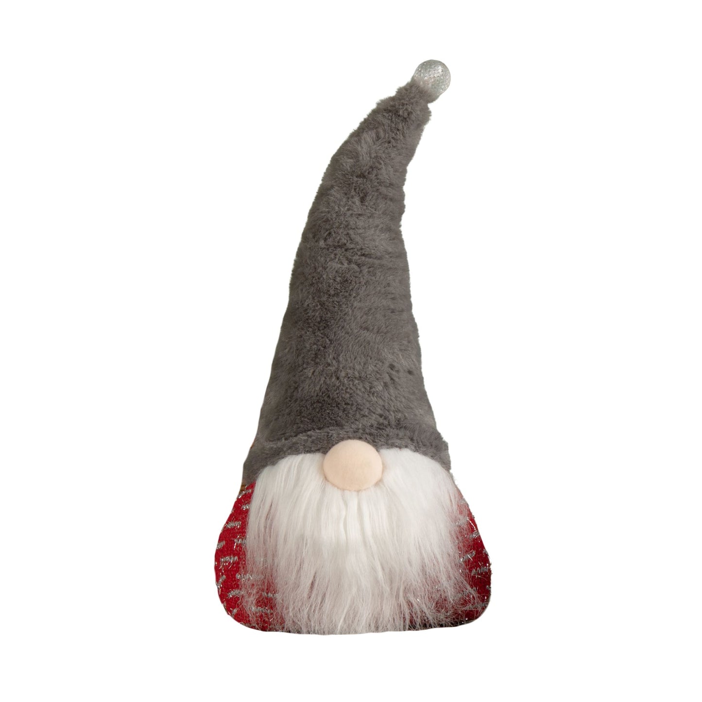 35cm Battery Operated Light up Christmas Gonk with Grey Hat & Red Body