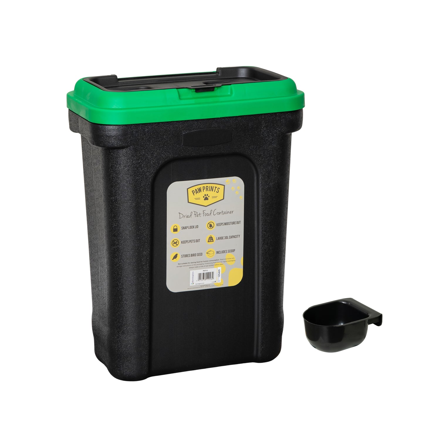 30 Litre Plastic Dried Pet Food Storage Container Tub with Food Scoop