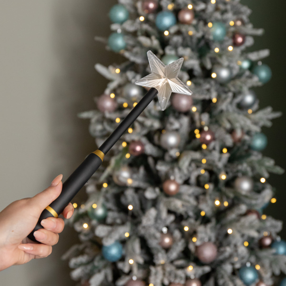 33cm Battery Operated Light up Black Remote Control Magic Wand with Connector